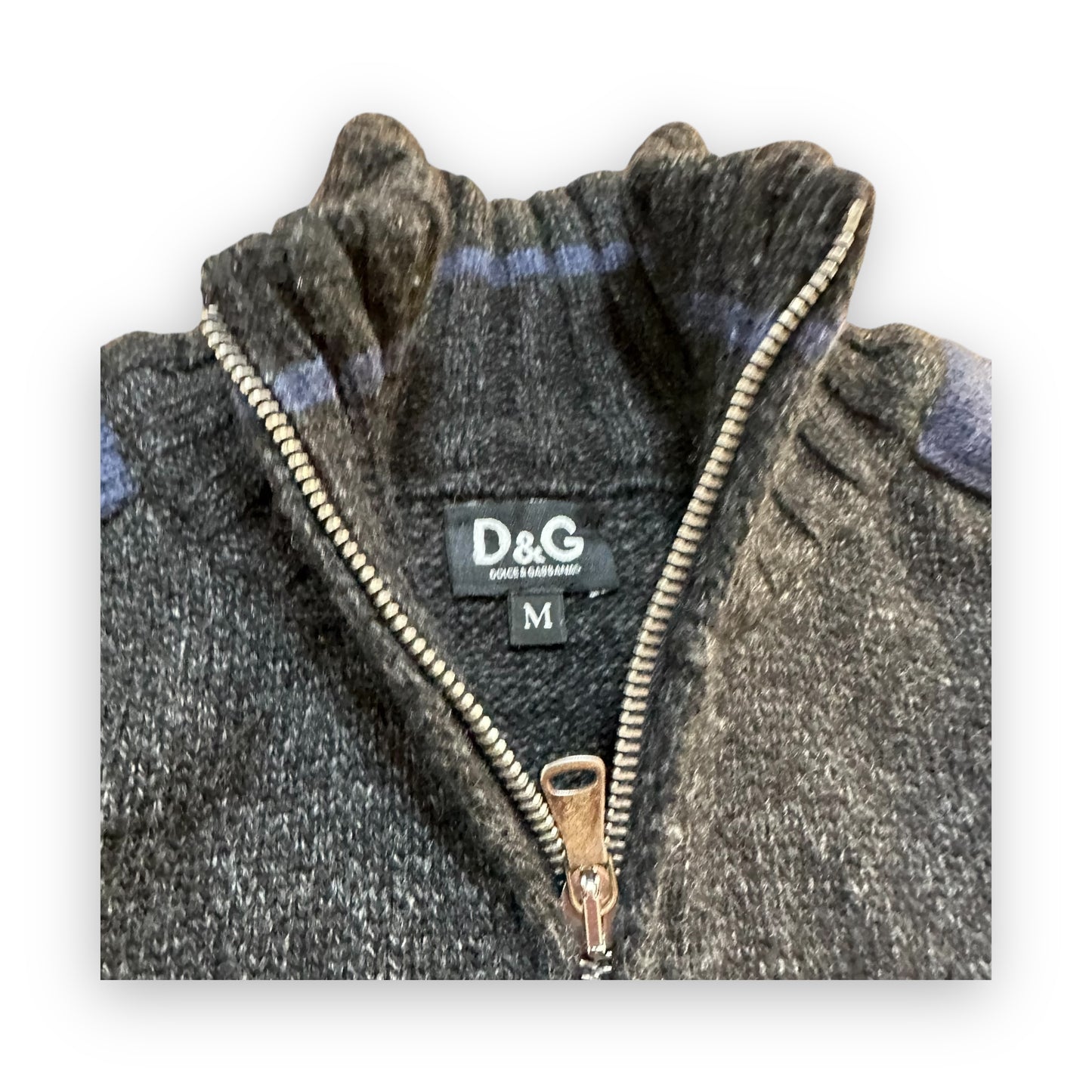 Sweater Dolce & Gabbana Pattern Black Grey Blue vintage (M)