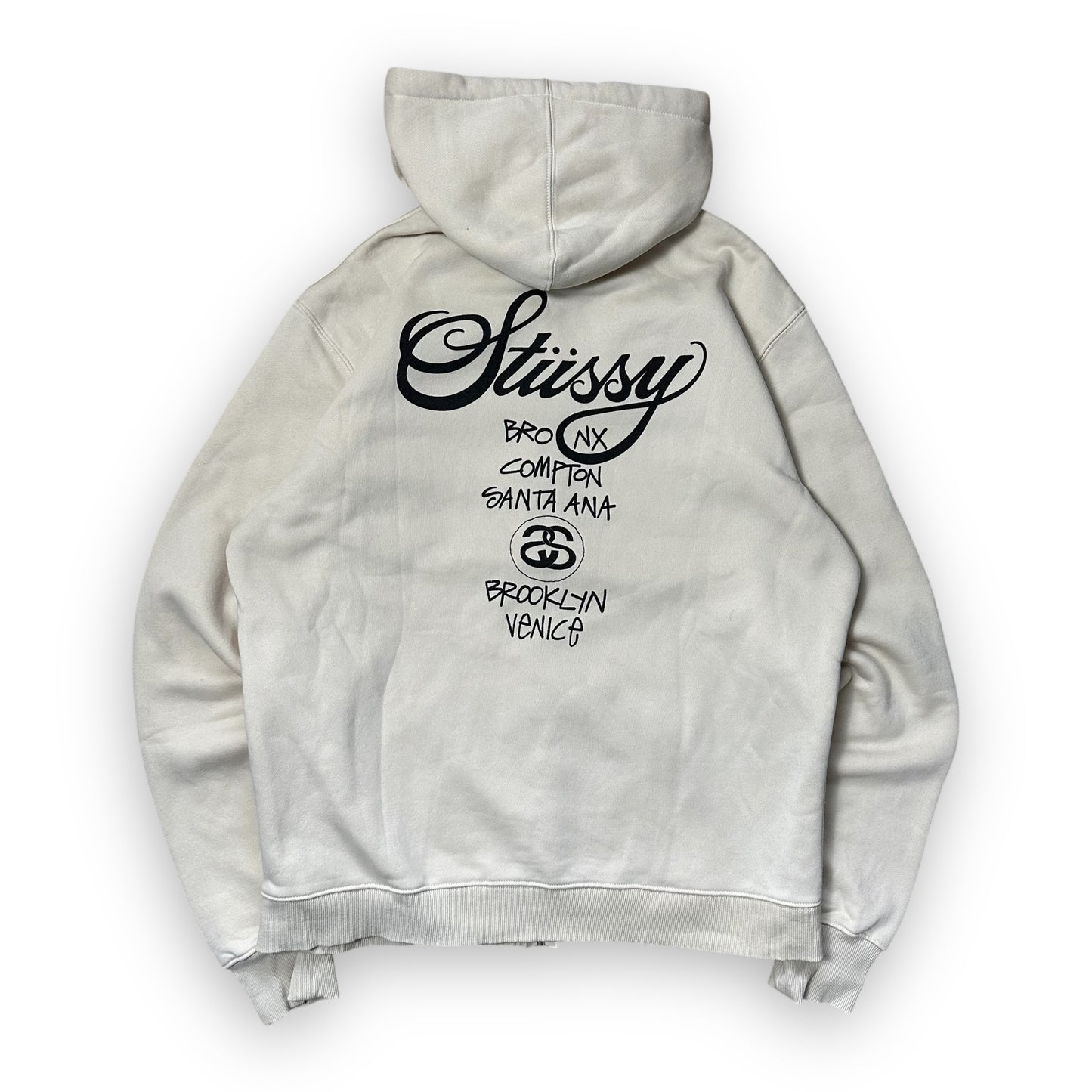 Sweatshirt Hoodie Zip Stussy World tour Cream (XL)