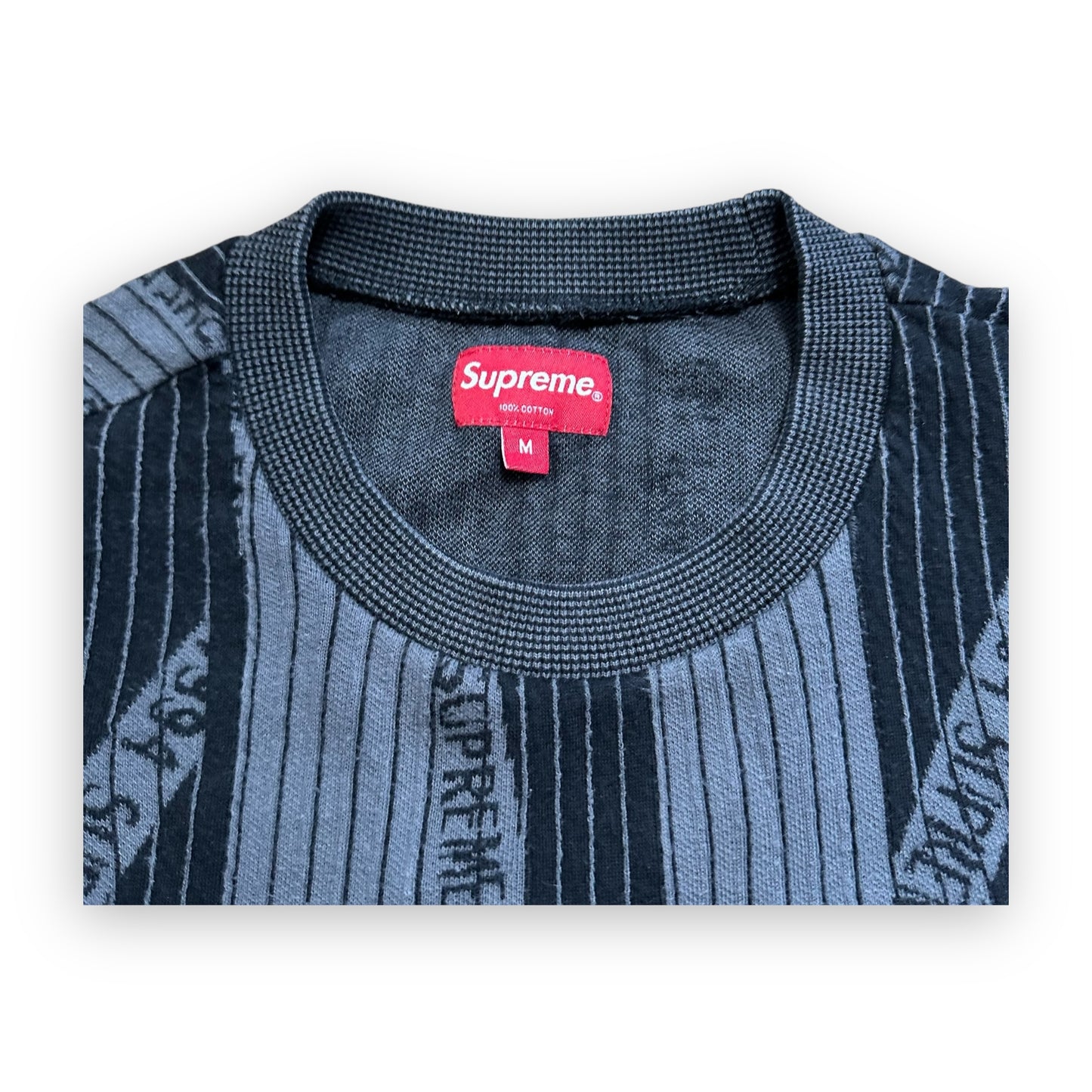 Sweatshirt Crewneck Supreme Textured Stripe Black FW20 (M)