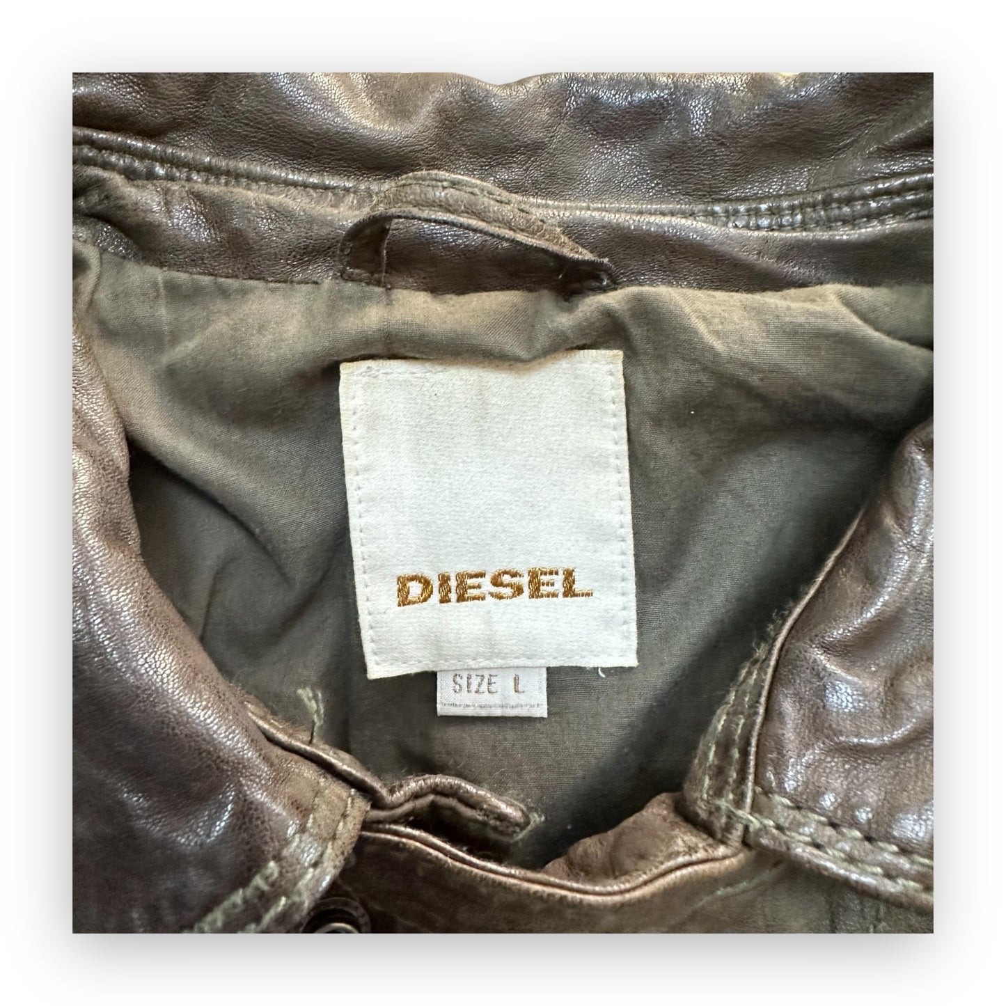 Jacket Diesel Leather Multi Pocket Brown vintage (L)