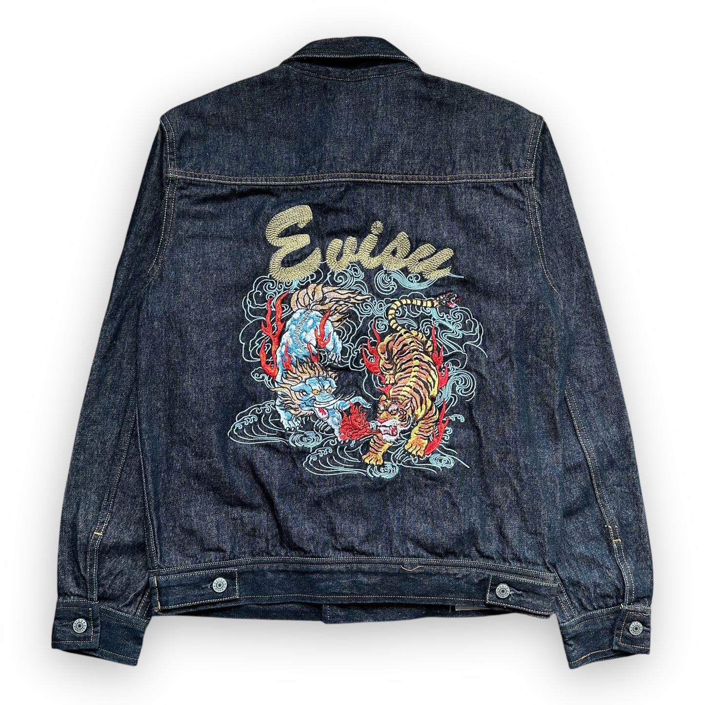 Jacket Evisu Denim Red Gold Embroidery (S)