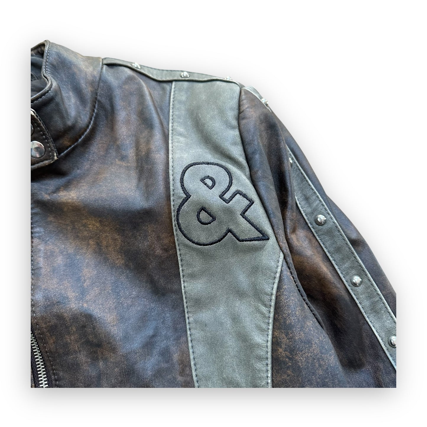 Jacket Dolce & Gabbana Leather Original Lamb Brown Metallic vintage (S)