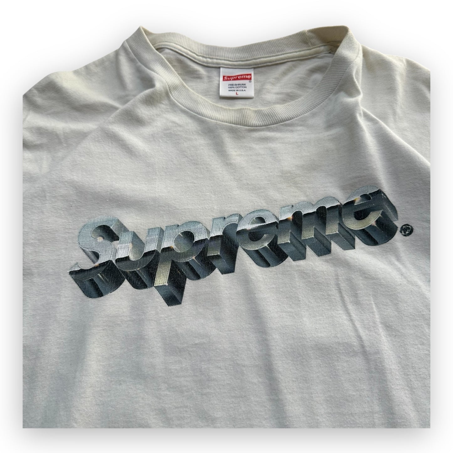 Tee Supreme Chrome Logo White SS20 (L)