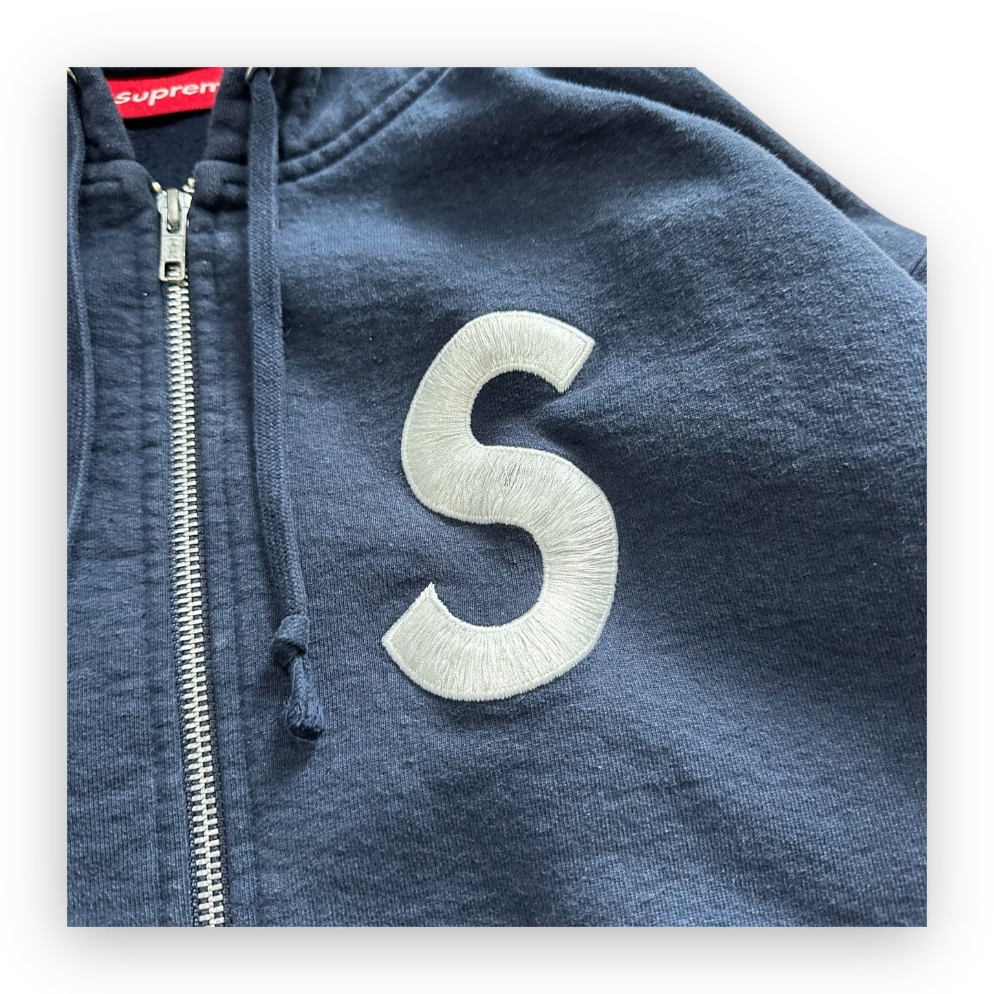 Sweatshirt Hoodie Zip Supreme S Logo Navy FW24 (M)