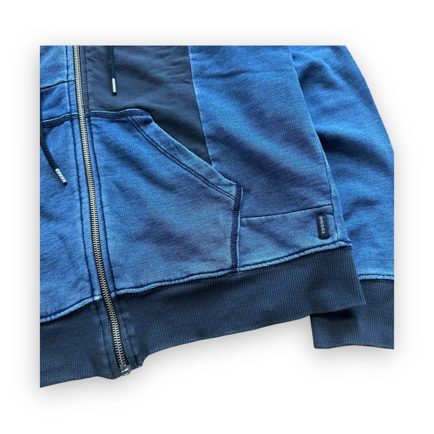 Sweatshirt Hoodie Zip Diesel Pattern Blue (S)