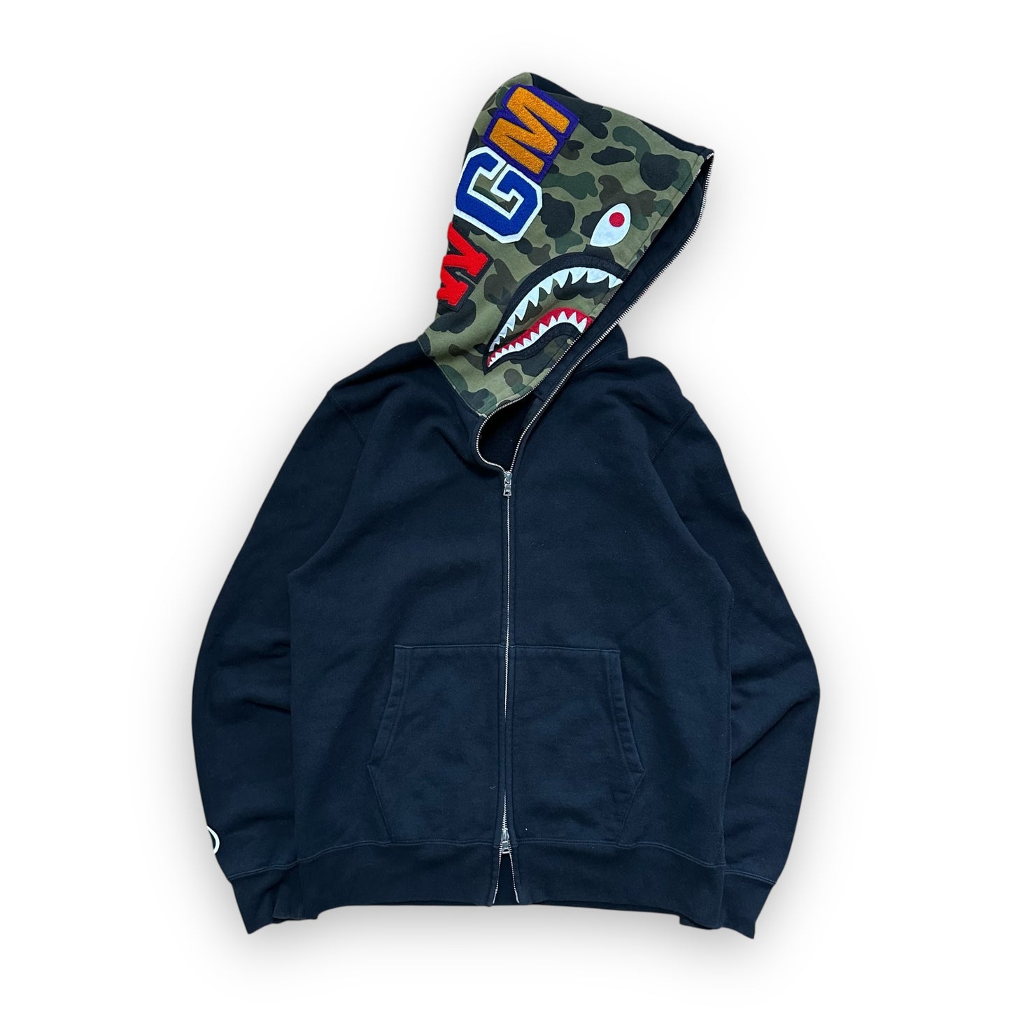Sweatshirt Hoodie Zip BAPE Shark Camo Black (M)