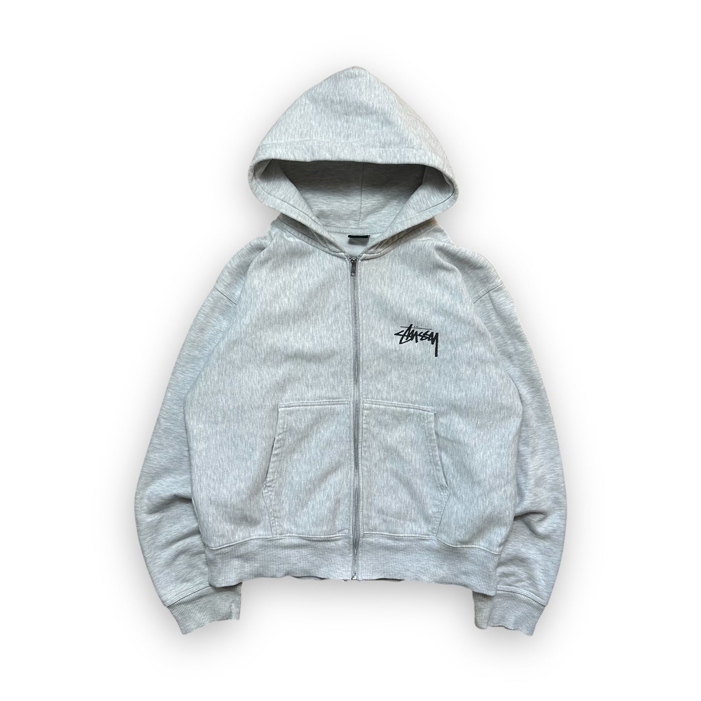 Sweatshirt Hoodie Zip Stussy Burning Grey (L)