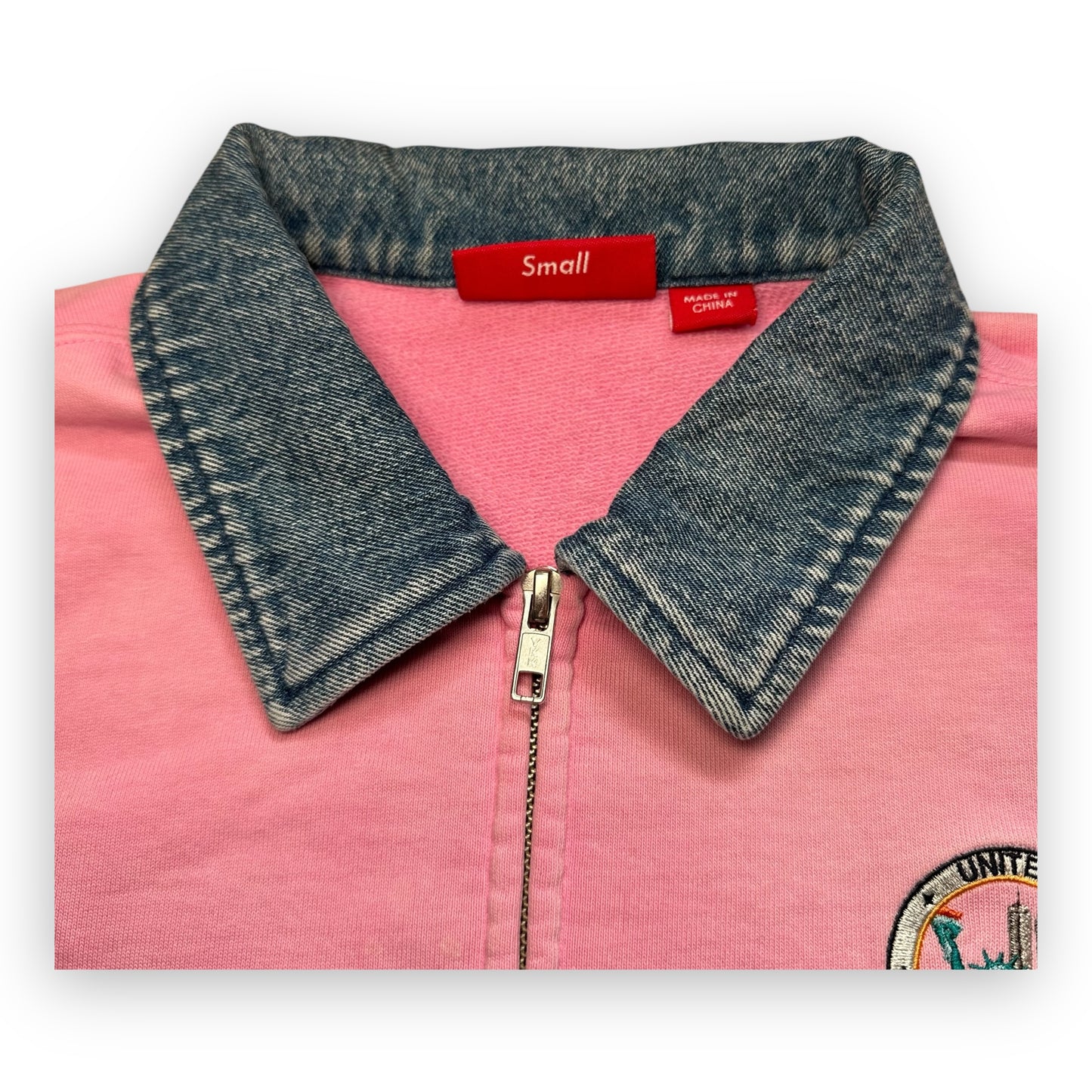 Sweatshirt Half Zip Supreme Denim Collar Pink SS23 (M)