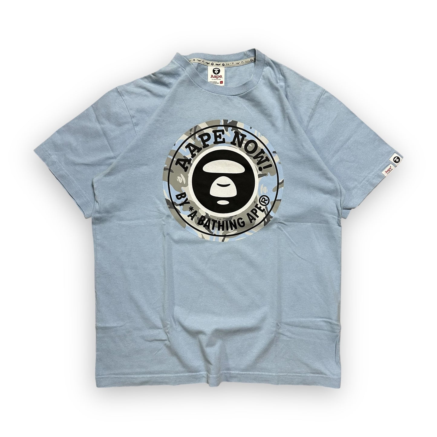Tee BAPE AAPE Moon Face Mix Camo Light Blue (M)