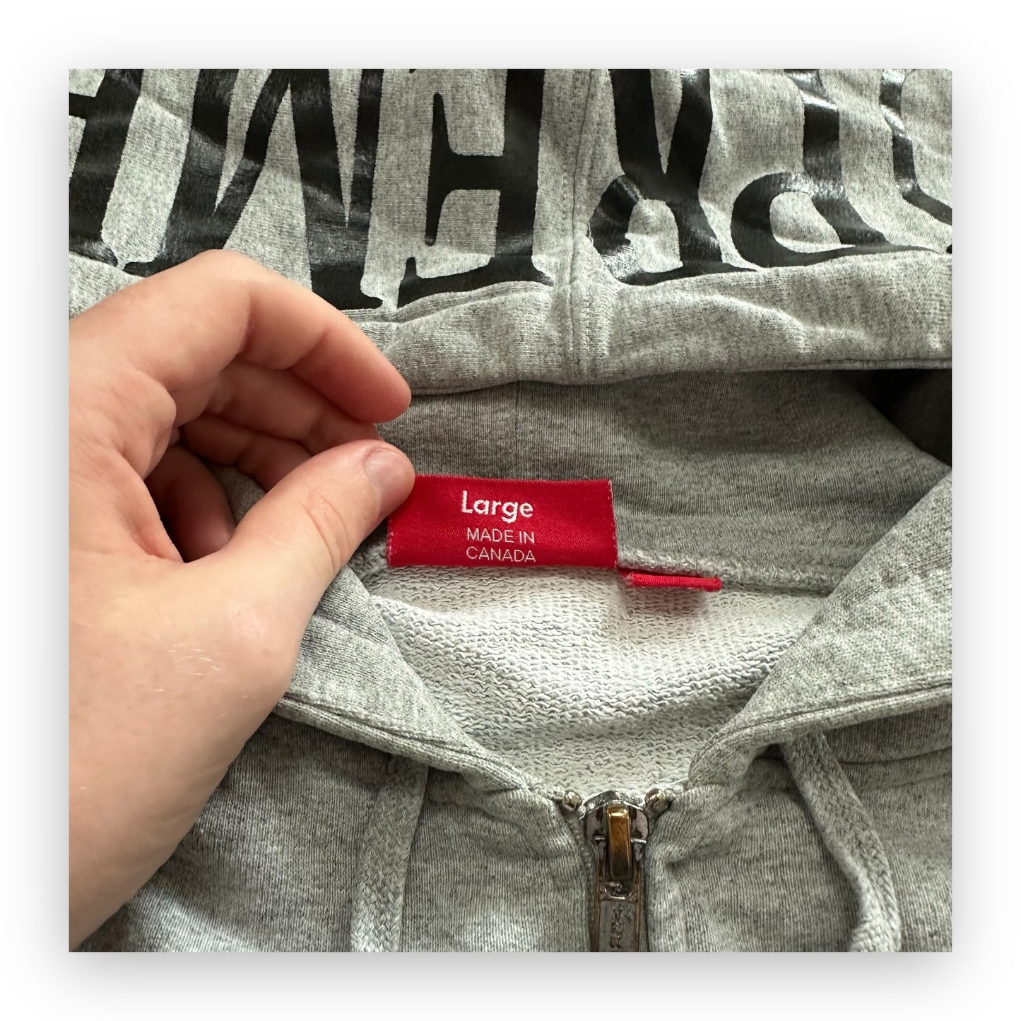 Sweatshirt Hoodie Zip Supreme Foil Logo Grey SS15 (L)