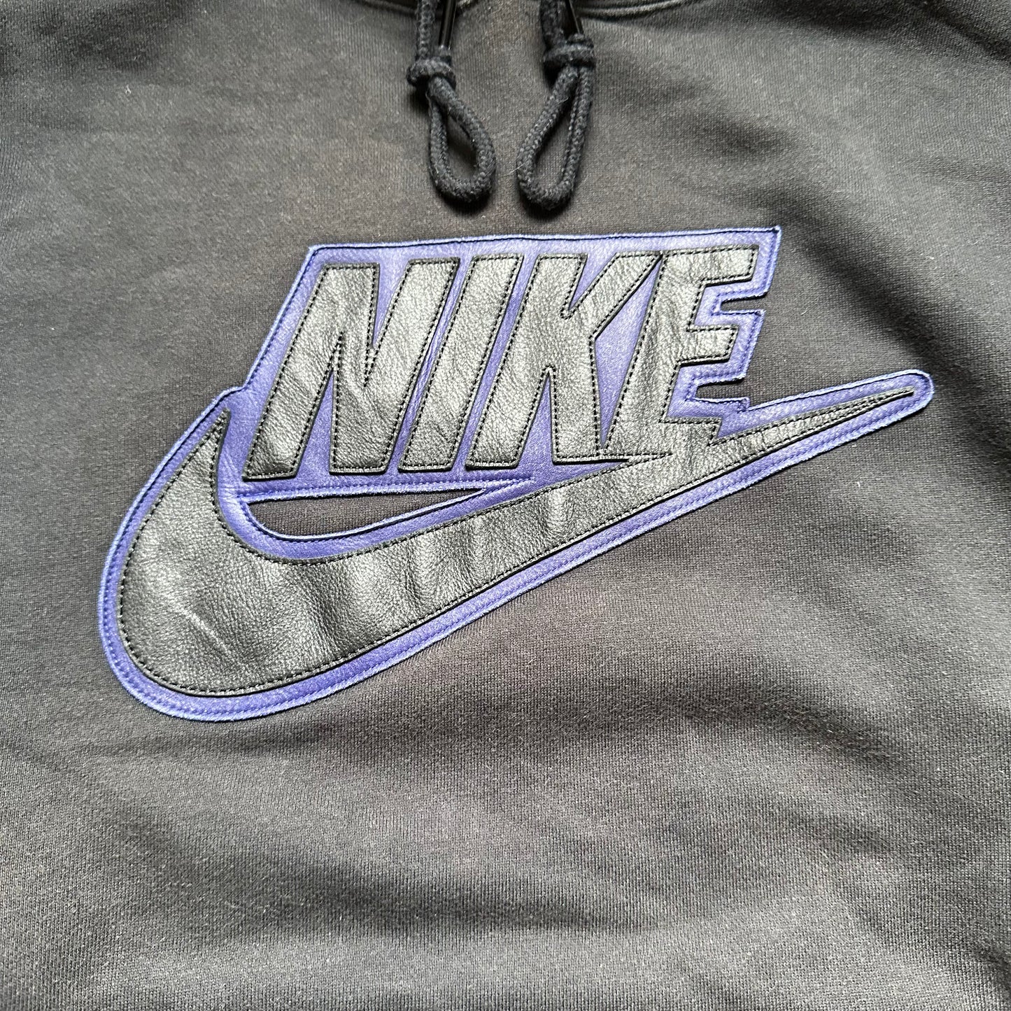 Sweatshirt Hoodie Supreme Nike Leather Applique Black FW19 (M)