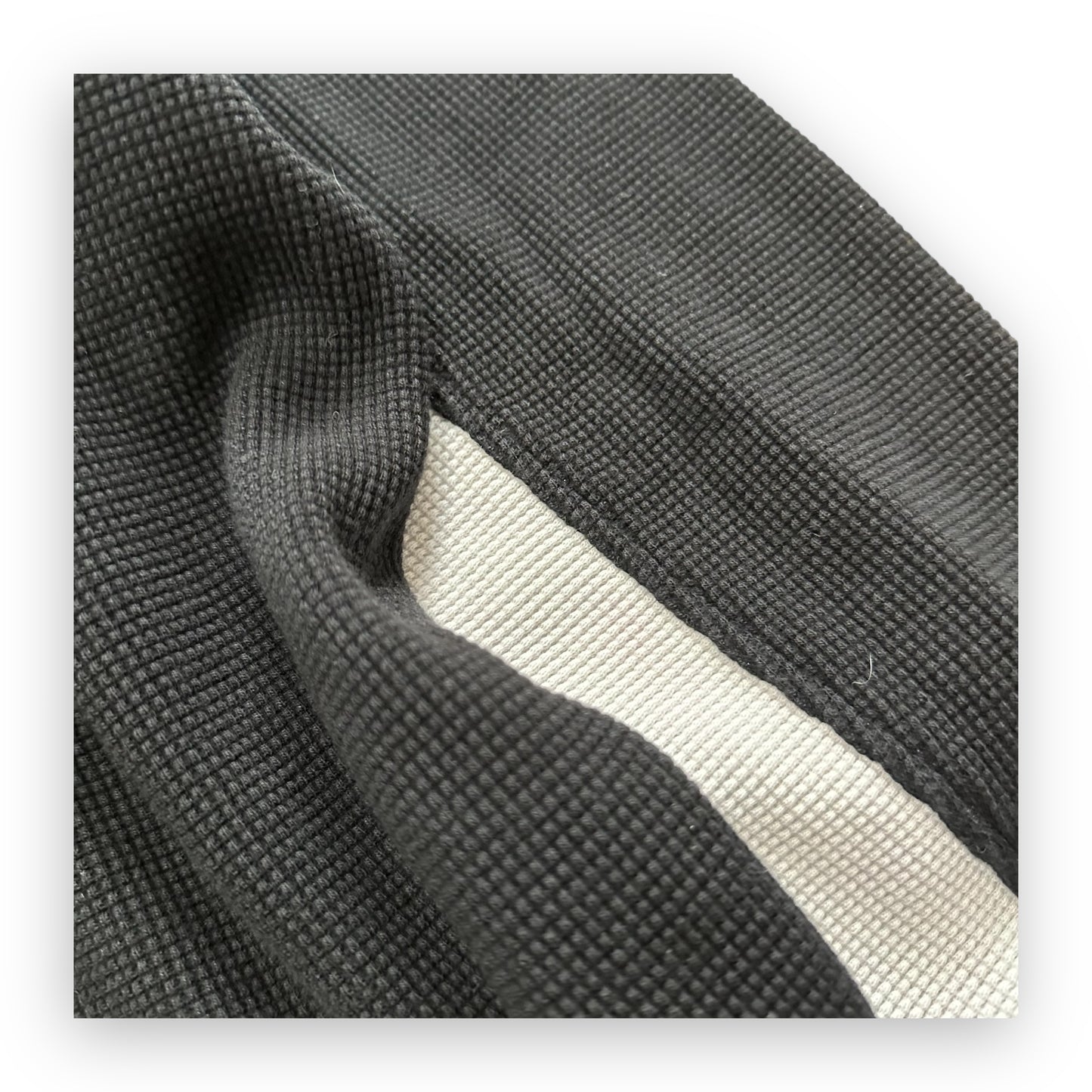 Sweatshirt Crewneck Supreme Panel Stripe Waffle Thermal Black SS20 (L)