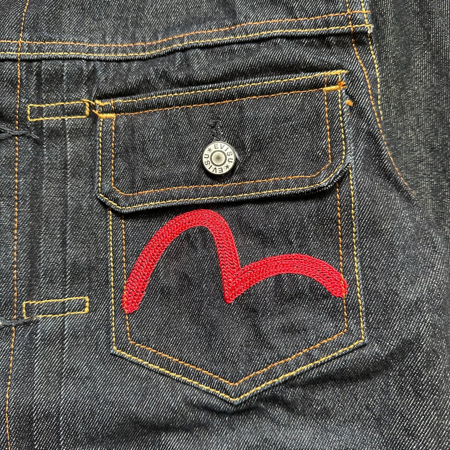 Jacket Evisu Denim Red Gold Embroidery (S)