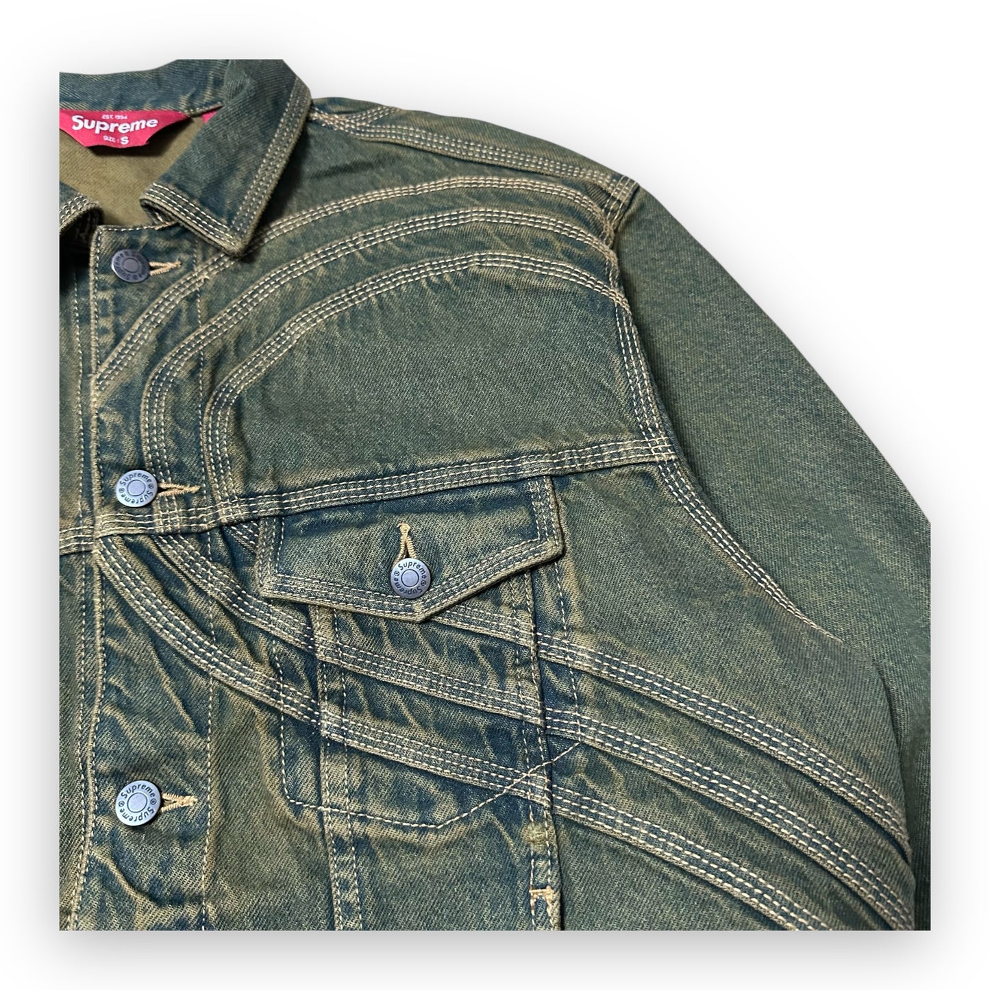 Jacket Supreme Denim S Logo Dirty Green SS24 (S)
