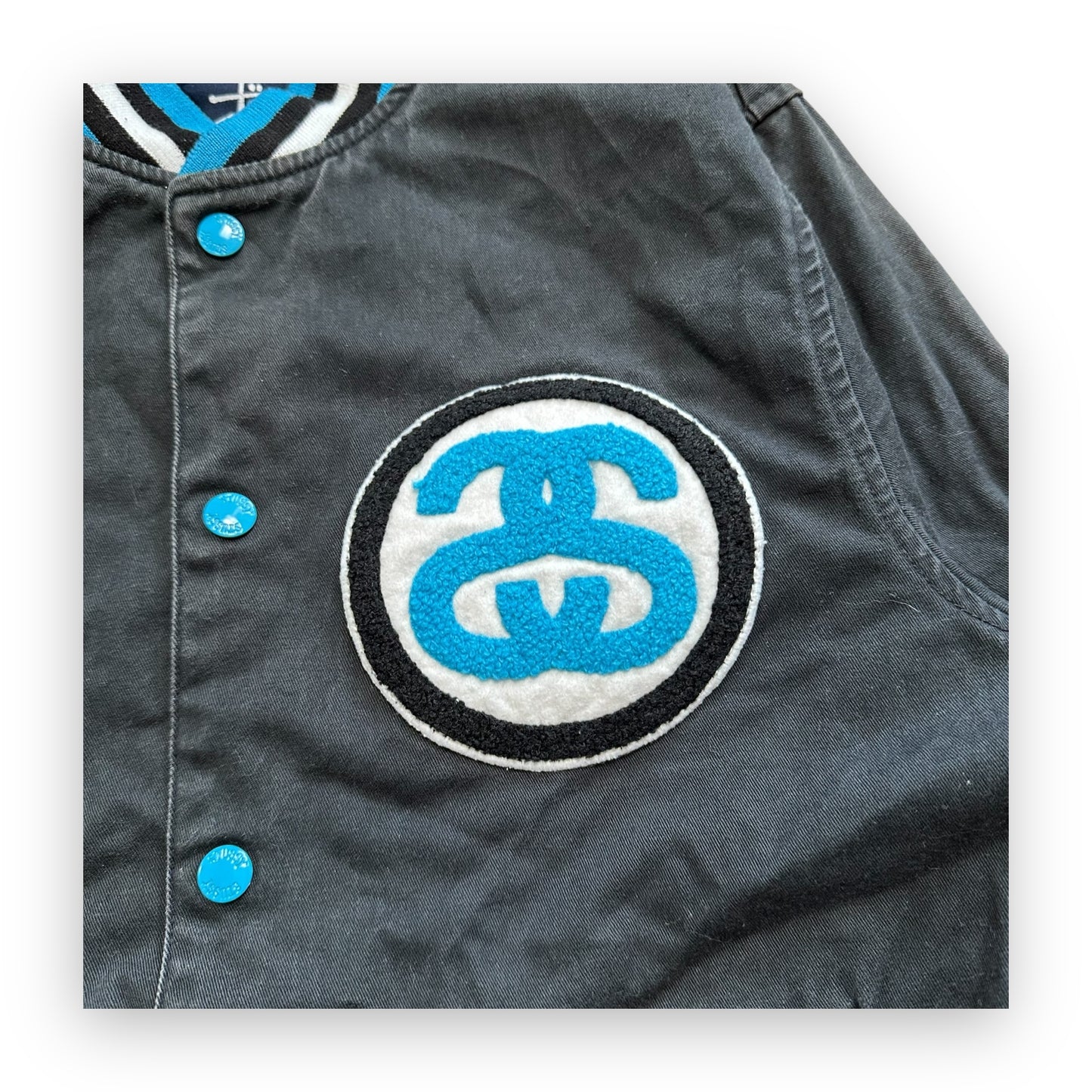 Jacket Stussy Bomber University Black Blue vintage (M)