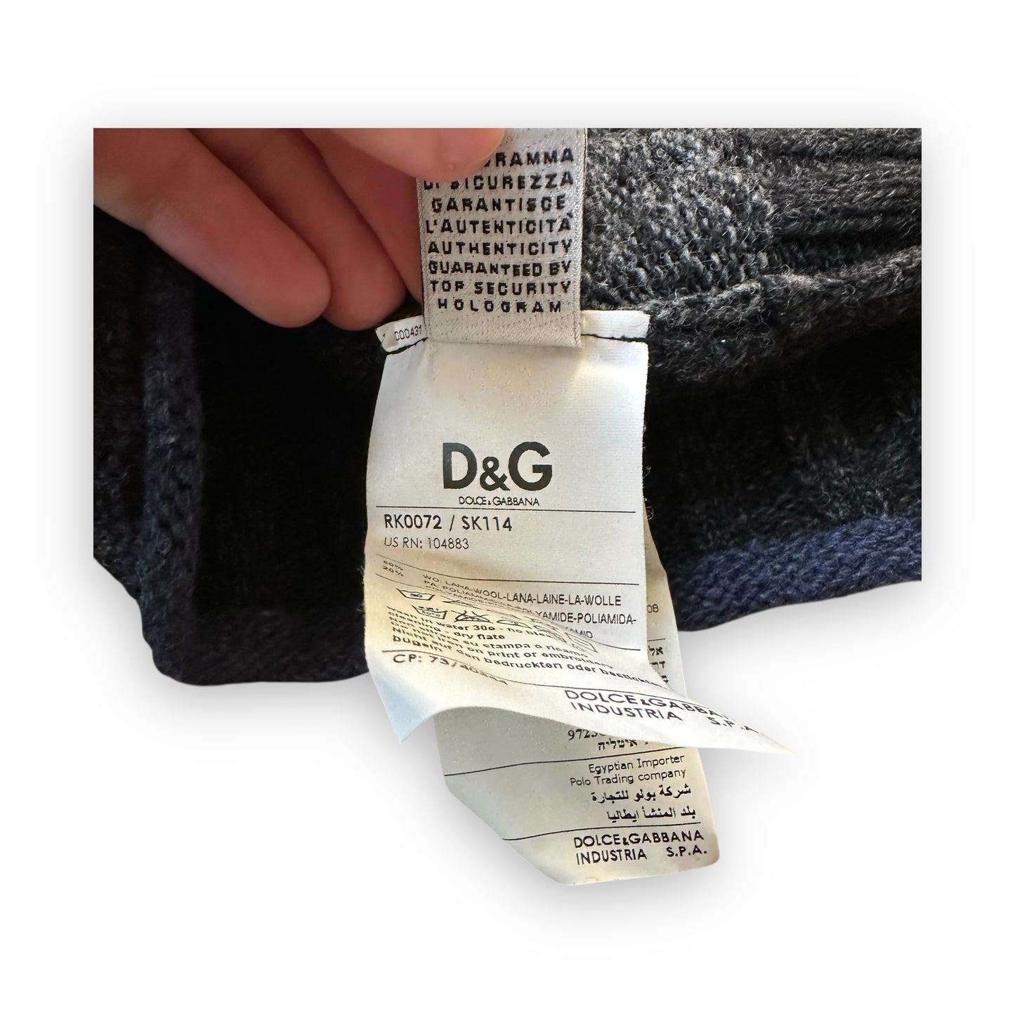 Sweater Dolce & Gabbana Pattern Black Grey Blue vintage (M)