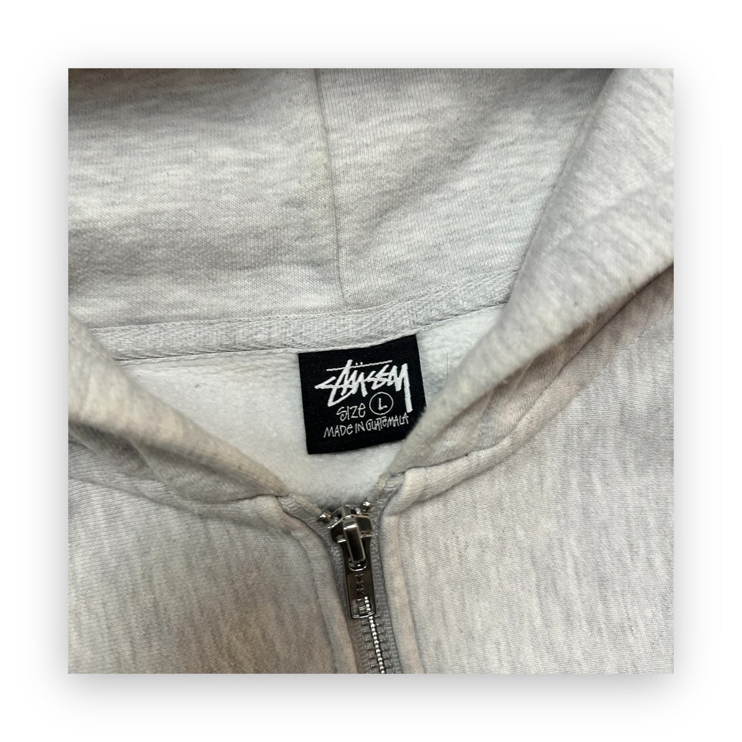 Sweatshirt Hoodie Zip Stussy Burning Grey (L)