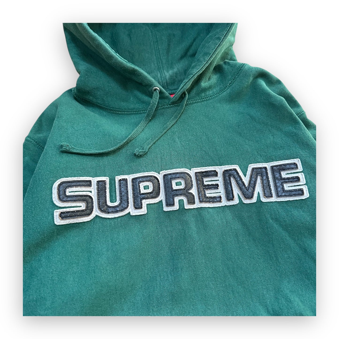 Sweatshirt Hoodie Supreme Perforated Leather Dark Green FW18 (M)