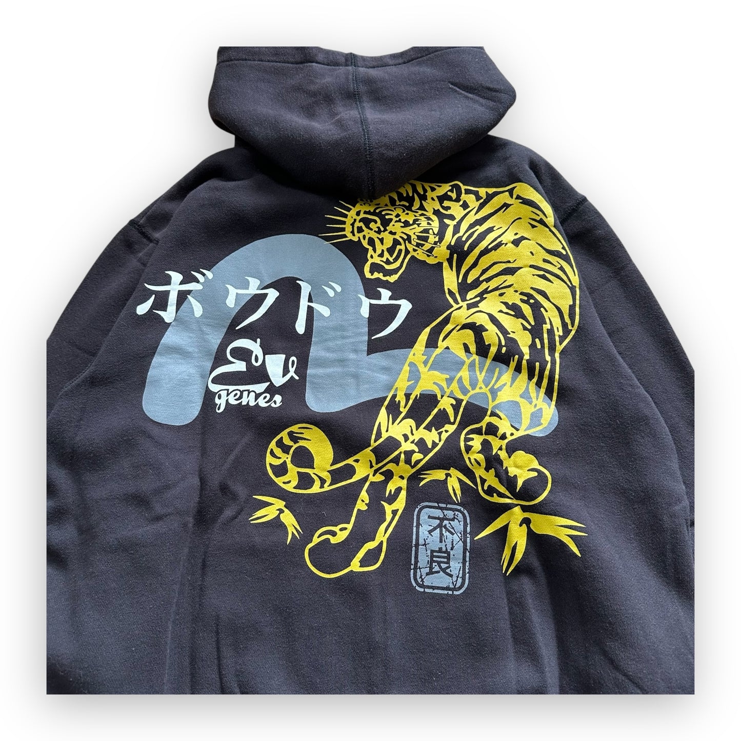 Sweatshirt Hoodie Zip Evisu Genes Seagull Tiger Vintage Black (M)
