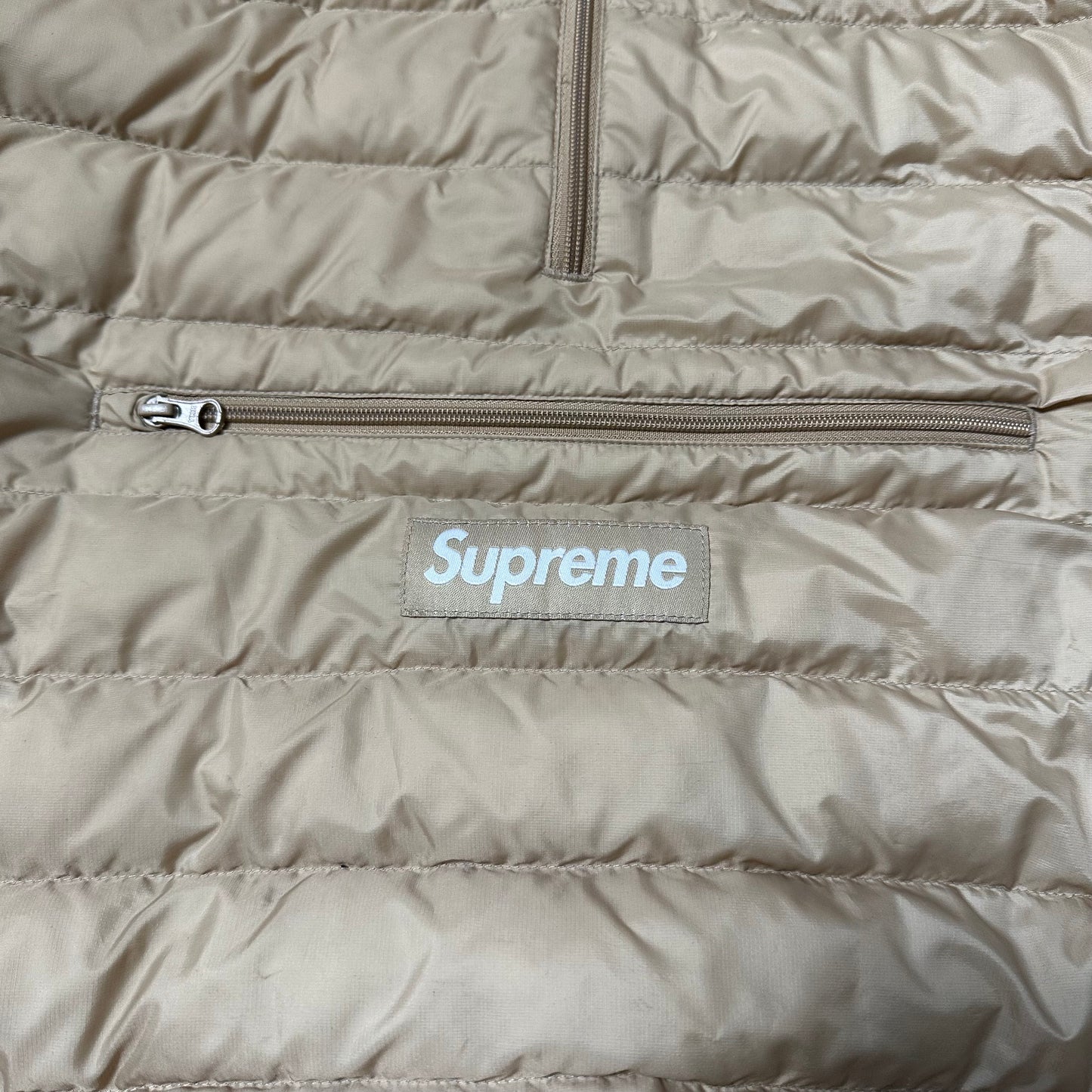 Puffer Jacket Supreme Pullover Half Zip Tan FW22 (M)