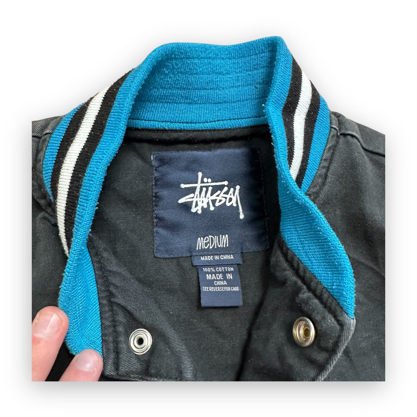 Jacket Stussy Bomber University Black Blue vintage (M)