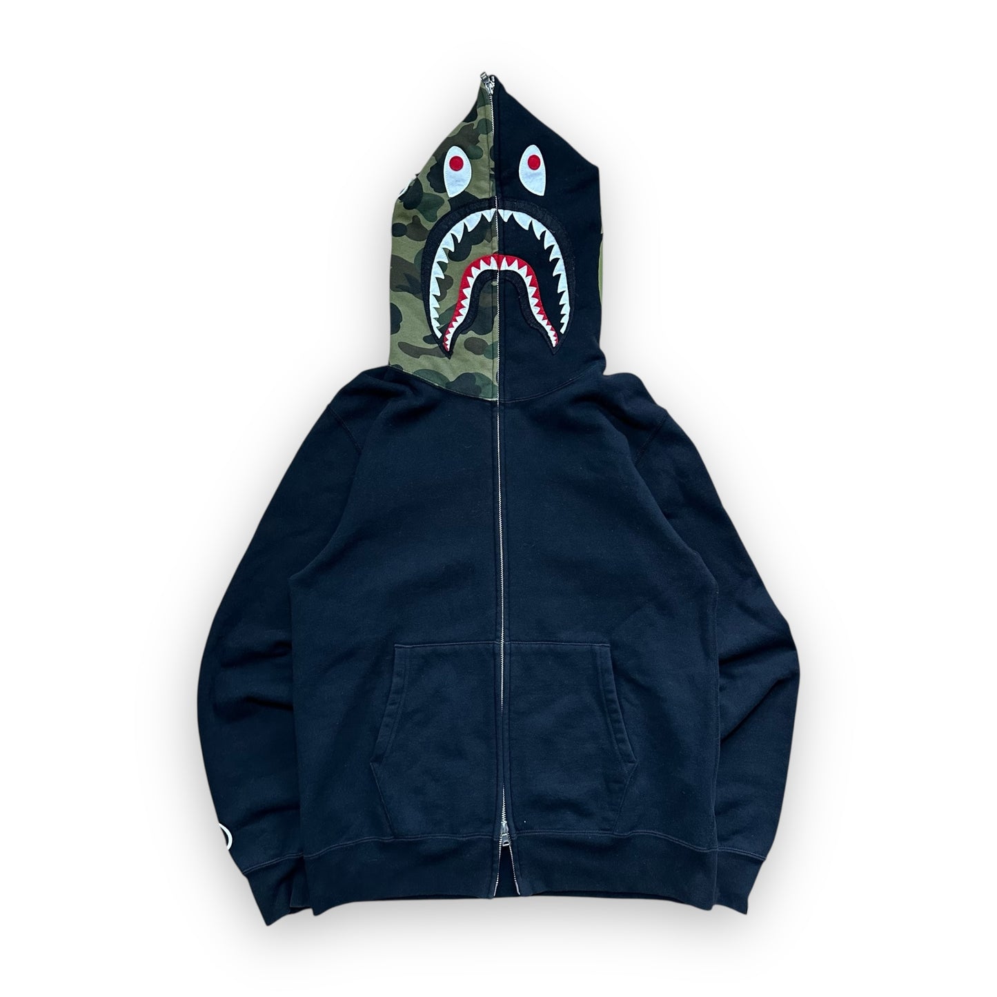 Sweatshirt Hoodie Zip BAPE Shark Camo Black (M)