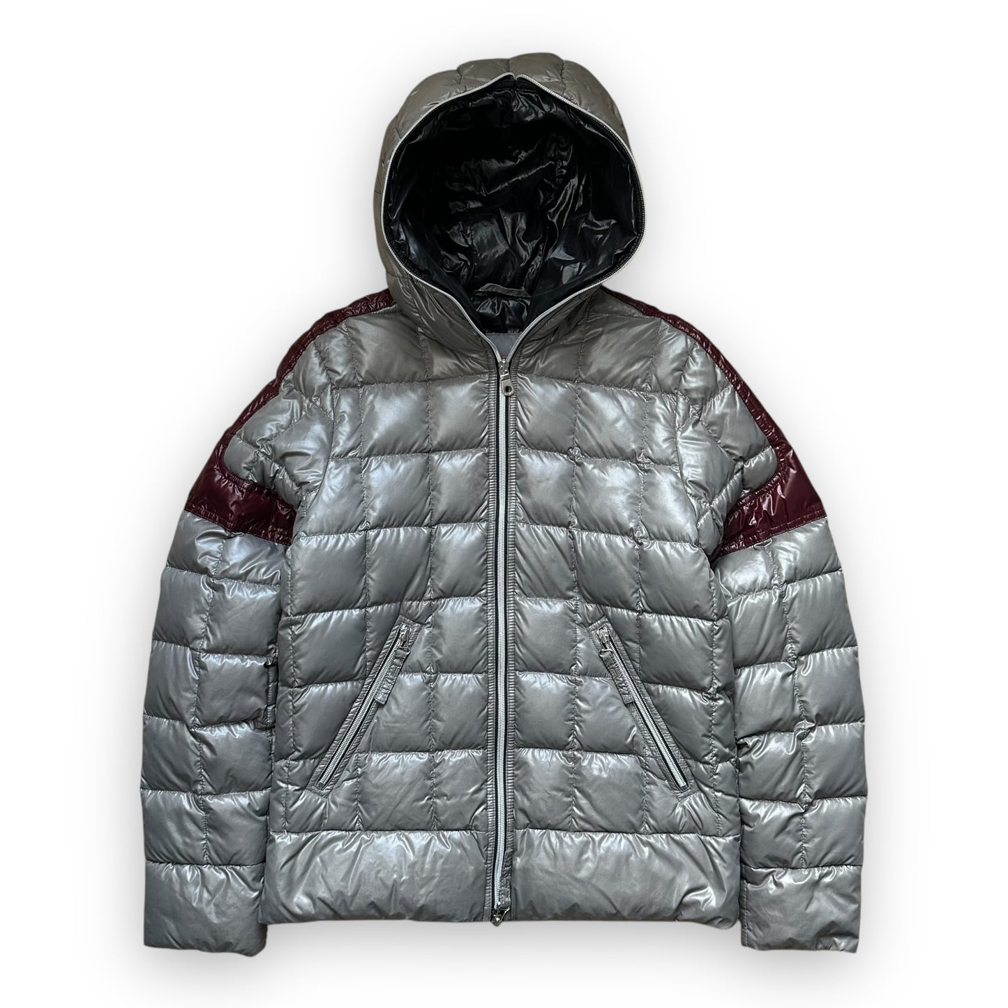 Puffer Jacket Duvetica Full Zip Grey Burgundy (M)