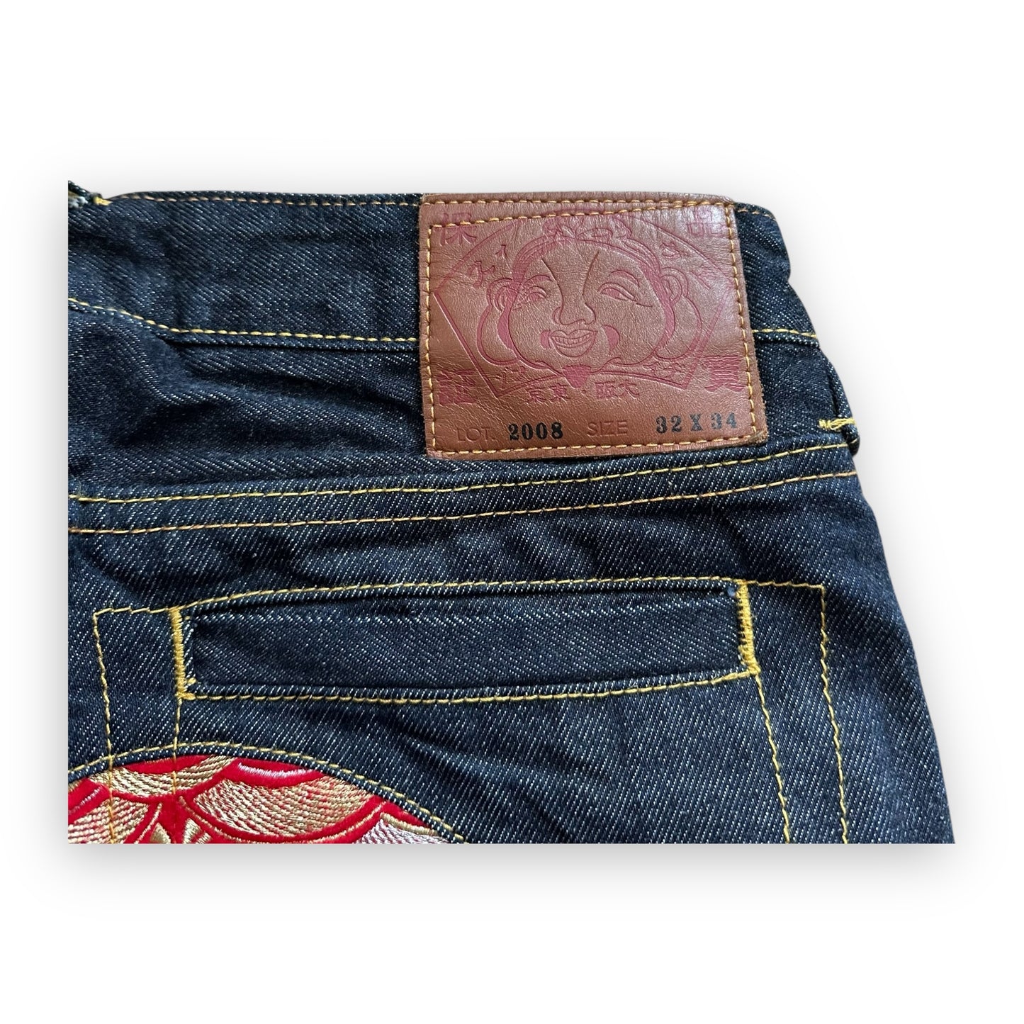 Jeans Evisu Daicock Embroidery Limited Edition Lot 2008 Red/Gold (S)