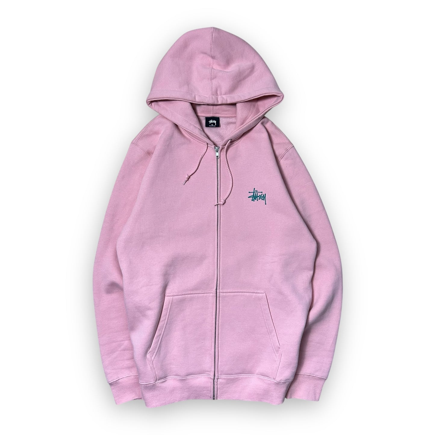 Sweatshirt Hoodie Zip Stussy Spell out Pink (XL)