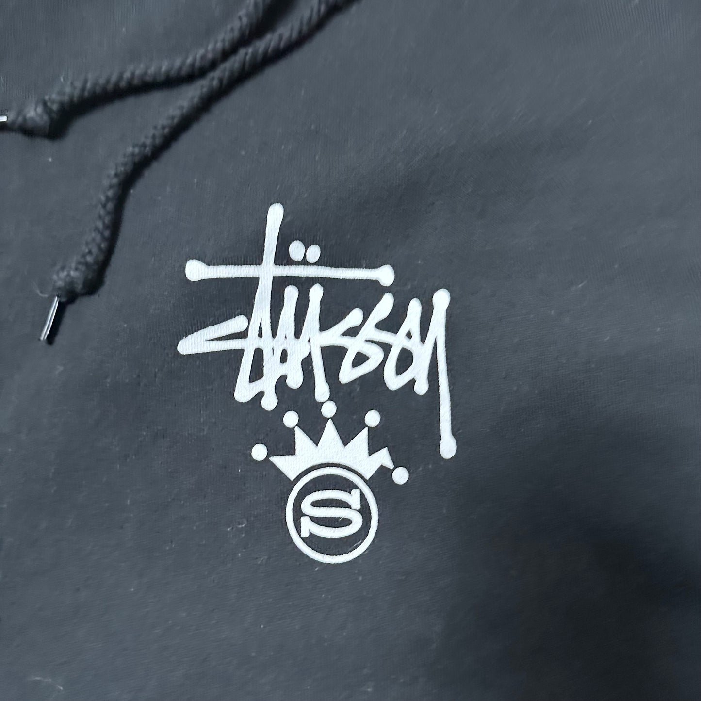 Sweatshirt Hoodie Stussy Spell Out Crown Black (M)