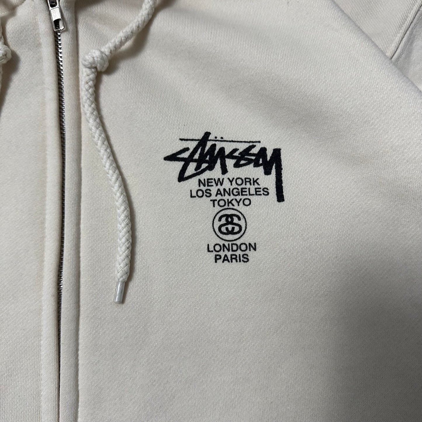 Sweatshirt Hoodie Zip Stussy World tour Cream (XL)