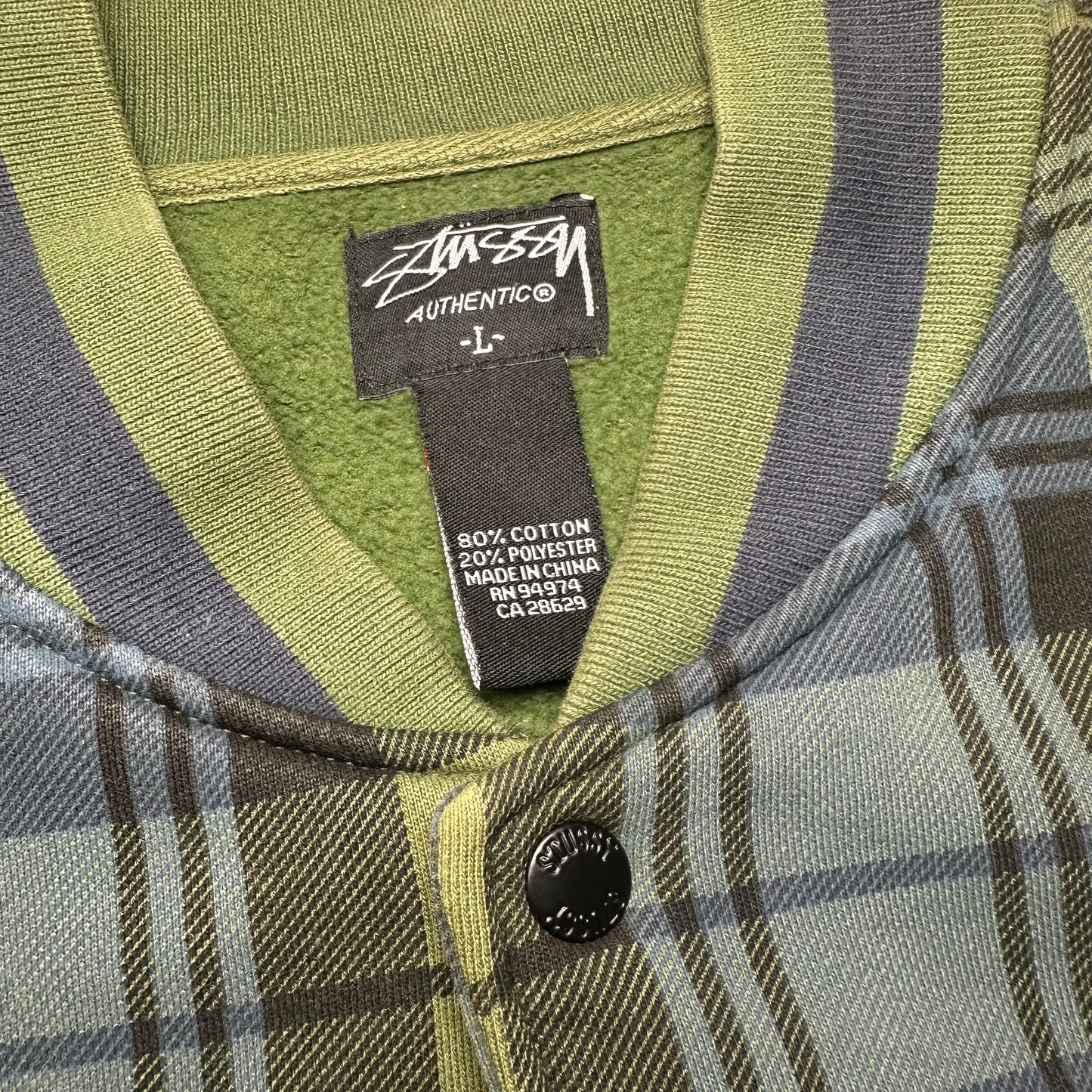 Jacket Stussy Varsity Tartan Blue Green vintage (L)