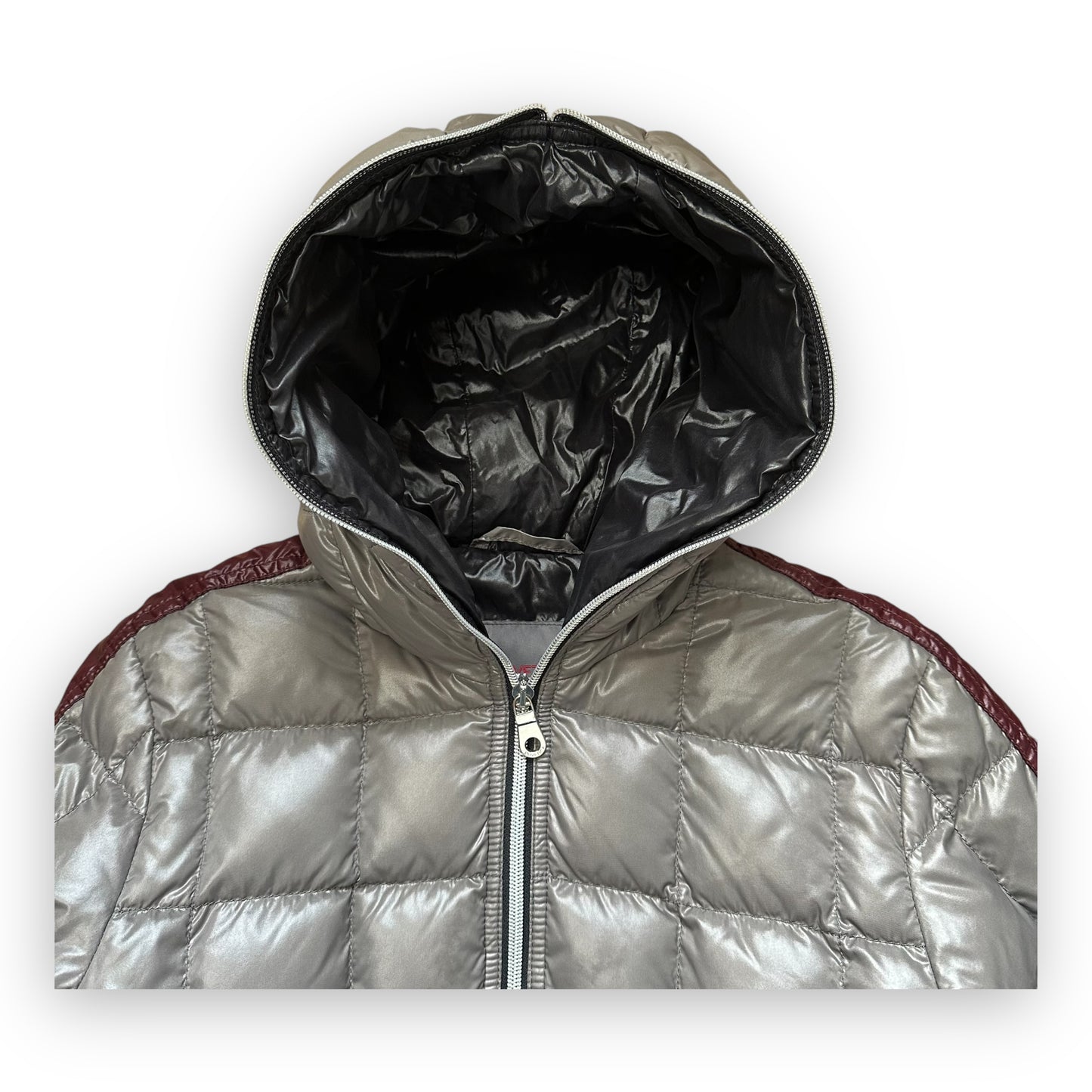 Puffer Jacket Duvetica Full Zip Grey Burgundy (M)