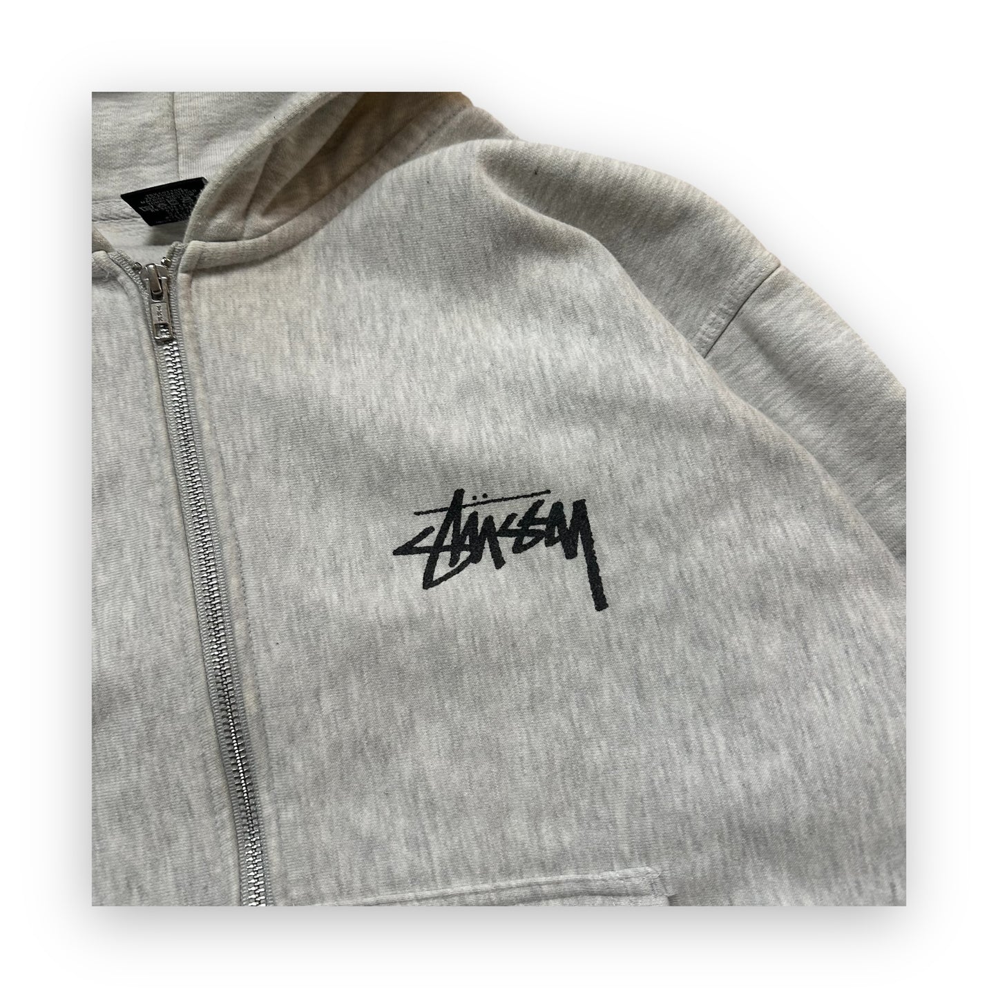 Sweatshirt Hoodie Zip Stussy Burning Grey (L)