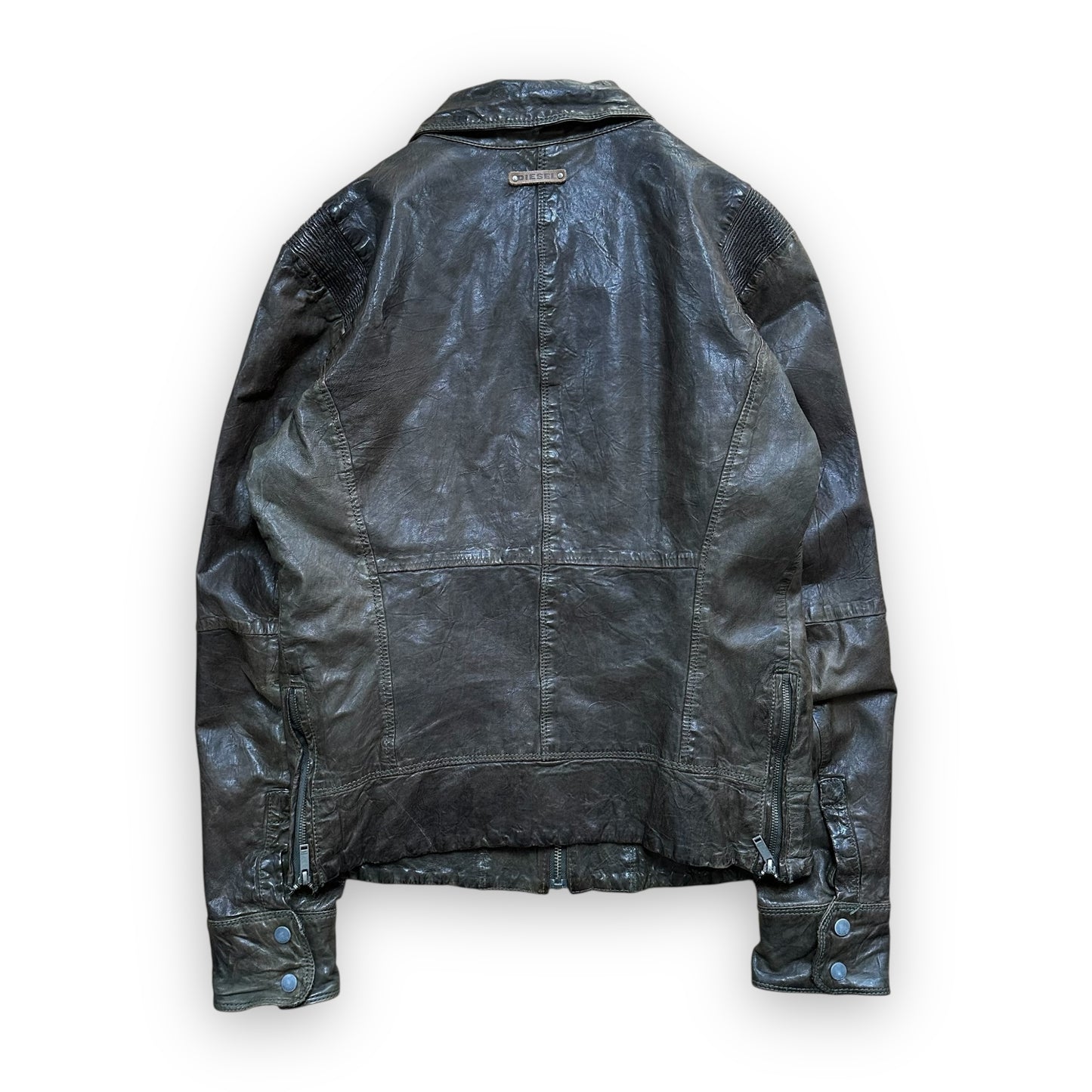 Jacket Diesel Leather Multi Pocket Brown vintage (L)