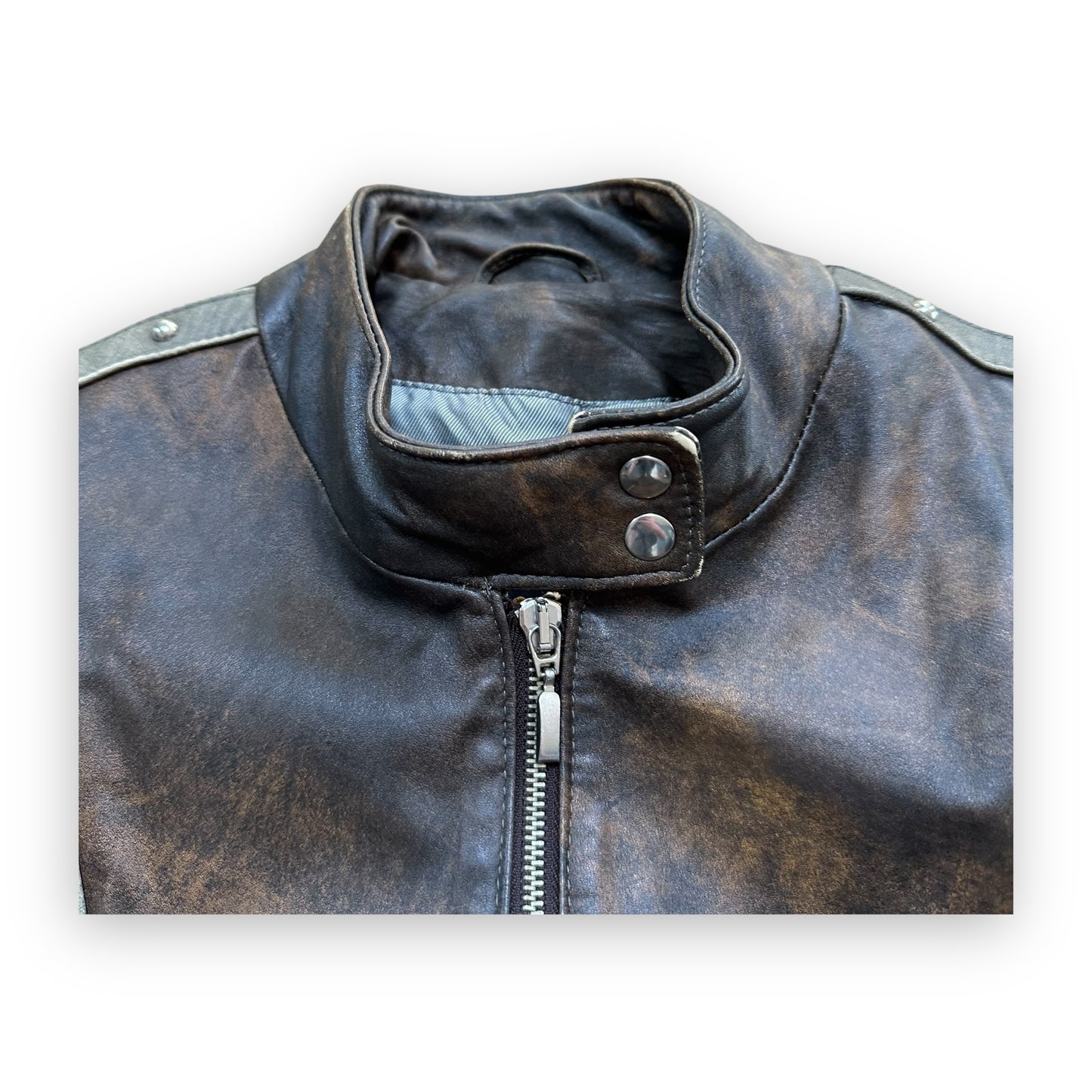 Jacket Dolce & Gabbana Leather Original Lamb Brown Metallic vintage (S)