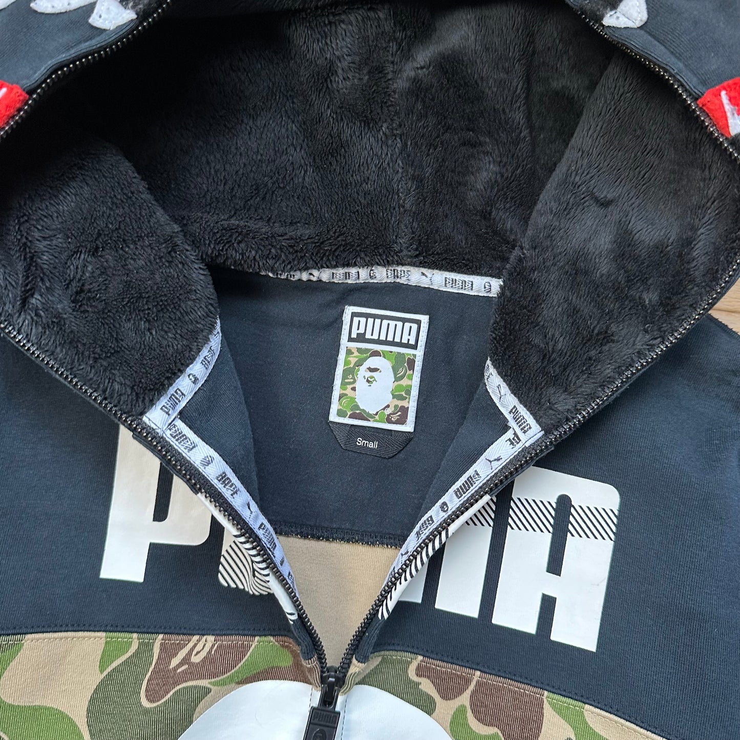 Sweatshirt Hoodie Full zip BAPE x Puma ABC Cali Shark Black Green