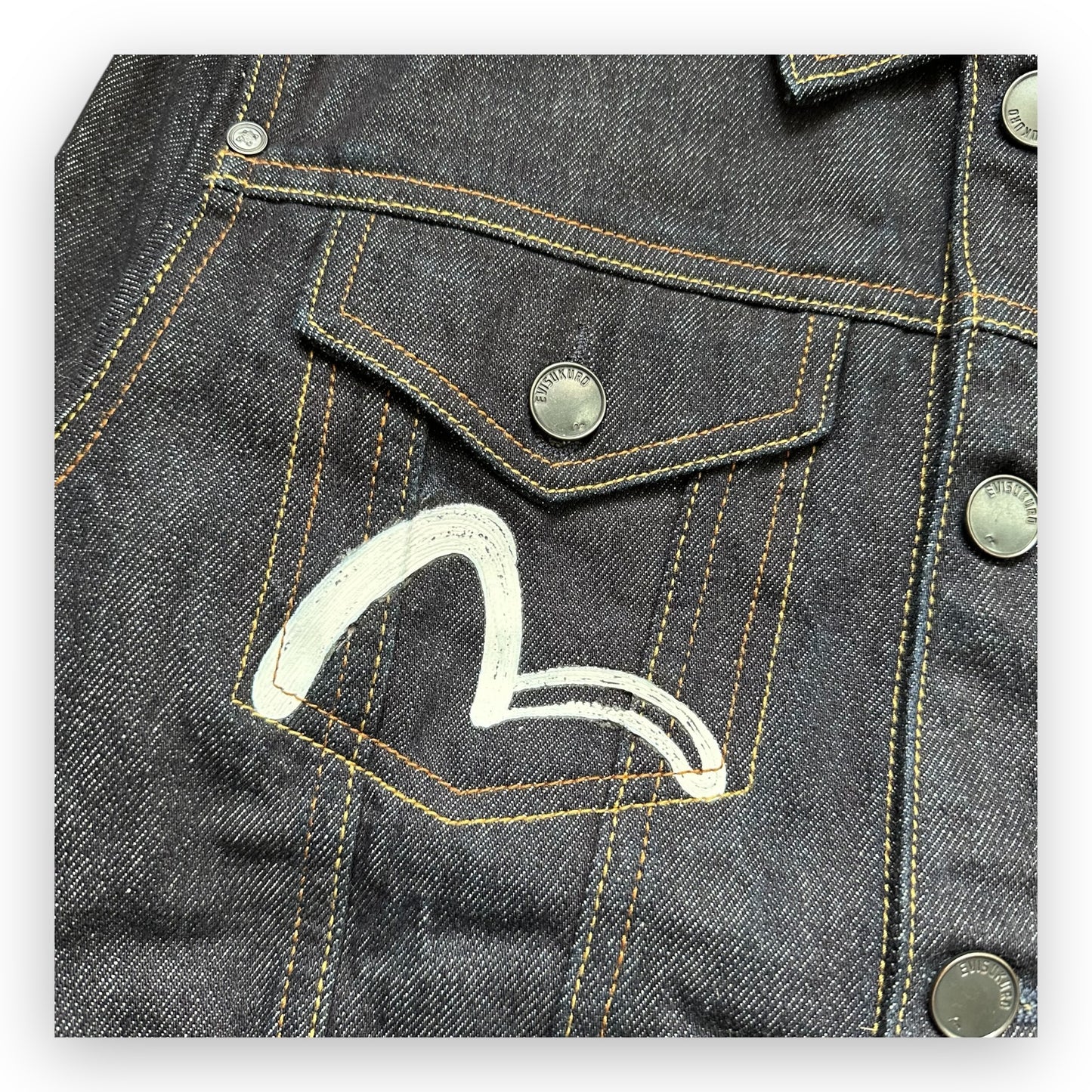 Jacket Evisu Denim Kuro White (S)
