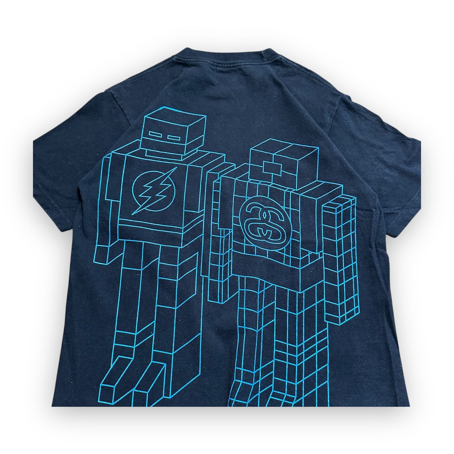 Tee Stussy Robot Black Blue vintage (S)