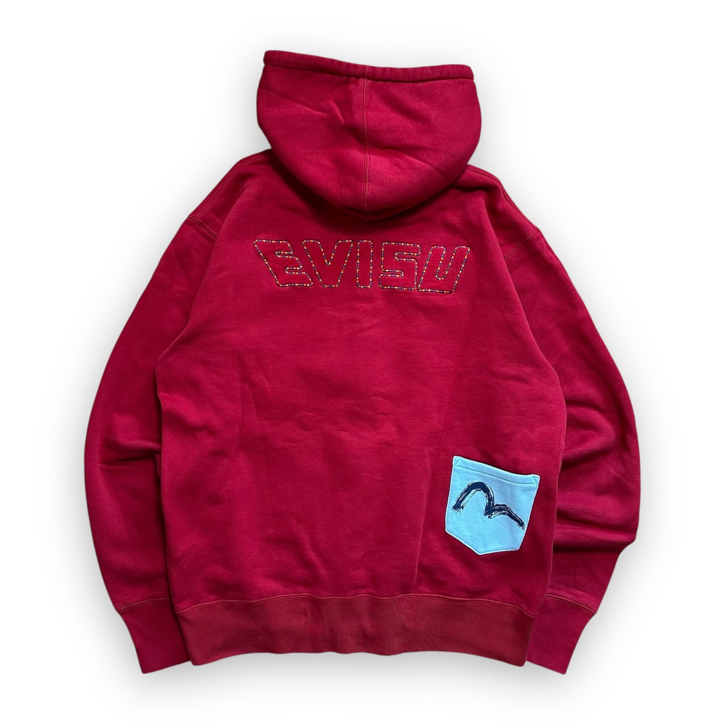 Sweatshirt Hoodie Zip Evisu Multi Pocket Red (L)