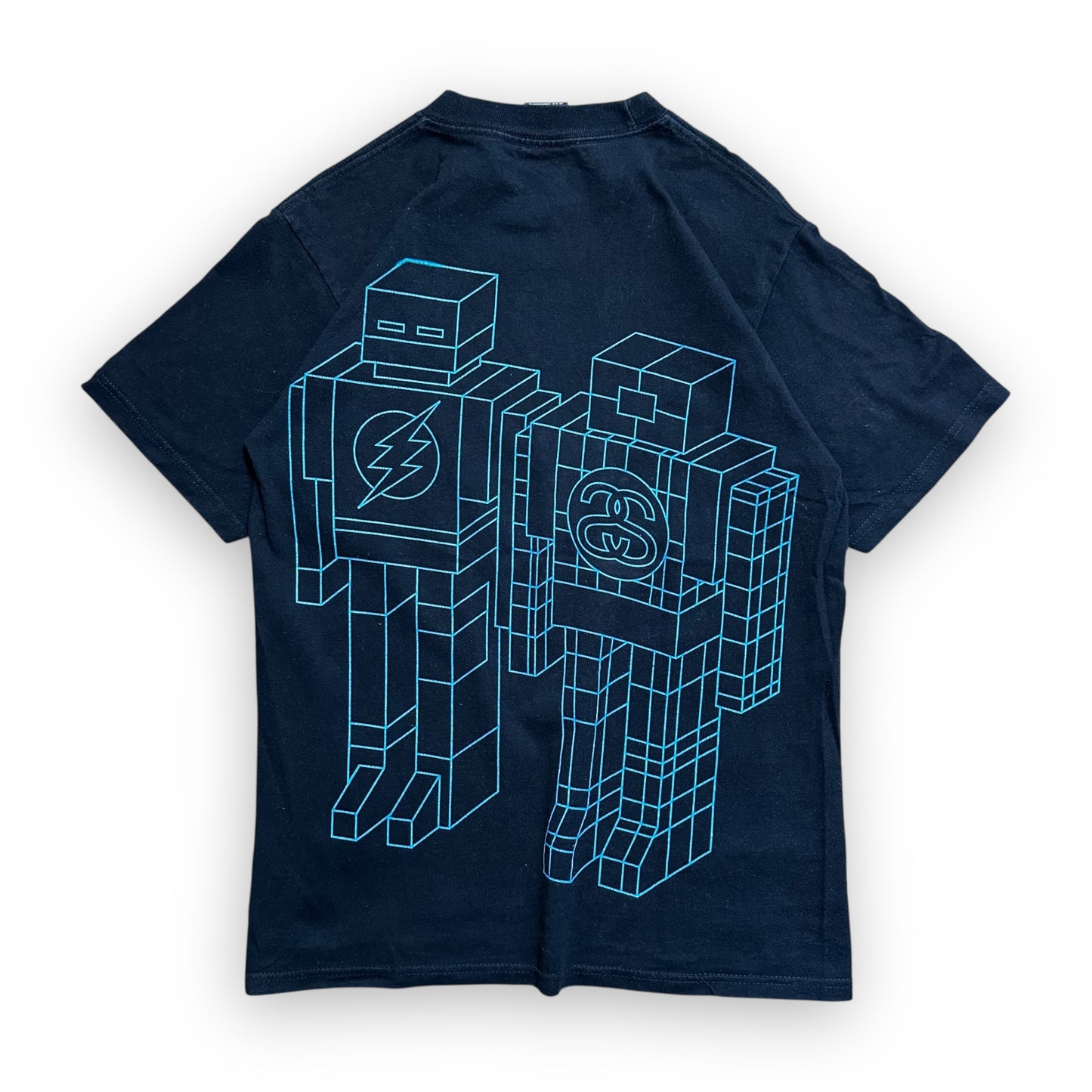 Tee Stussy Robot Black Blue vintage (S)