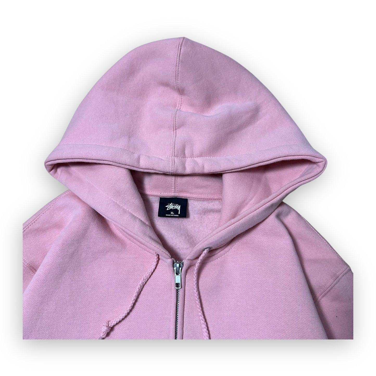 Sweatshirt Hoodie Zip Stussy Spell out Pink (XL)