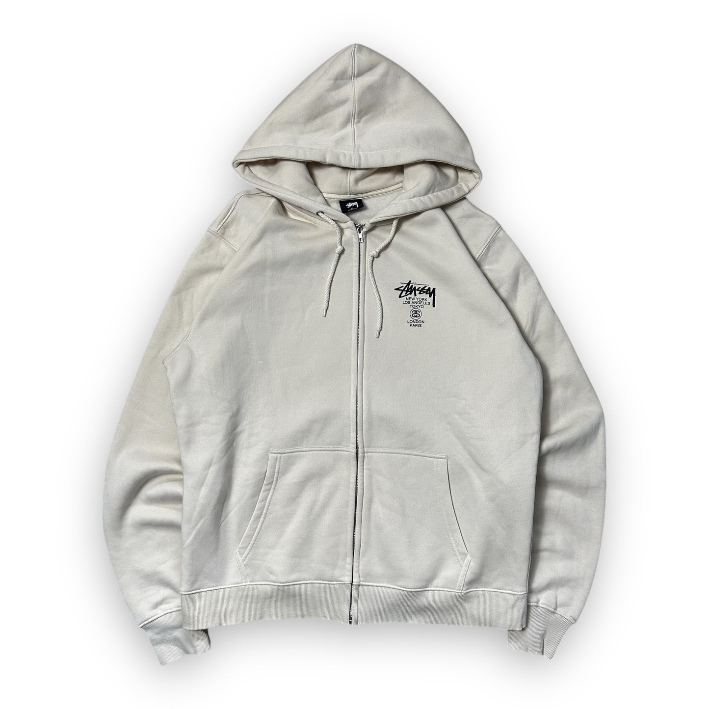 Sweatshirt Hoodie Zip Stussy World tour Cream (XL)