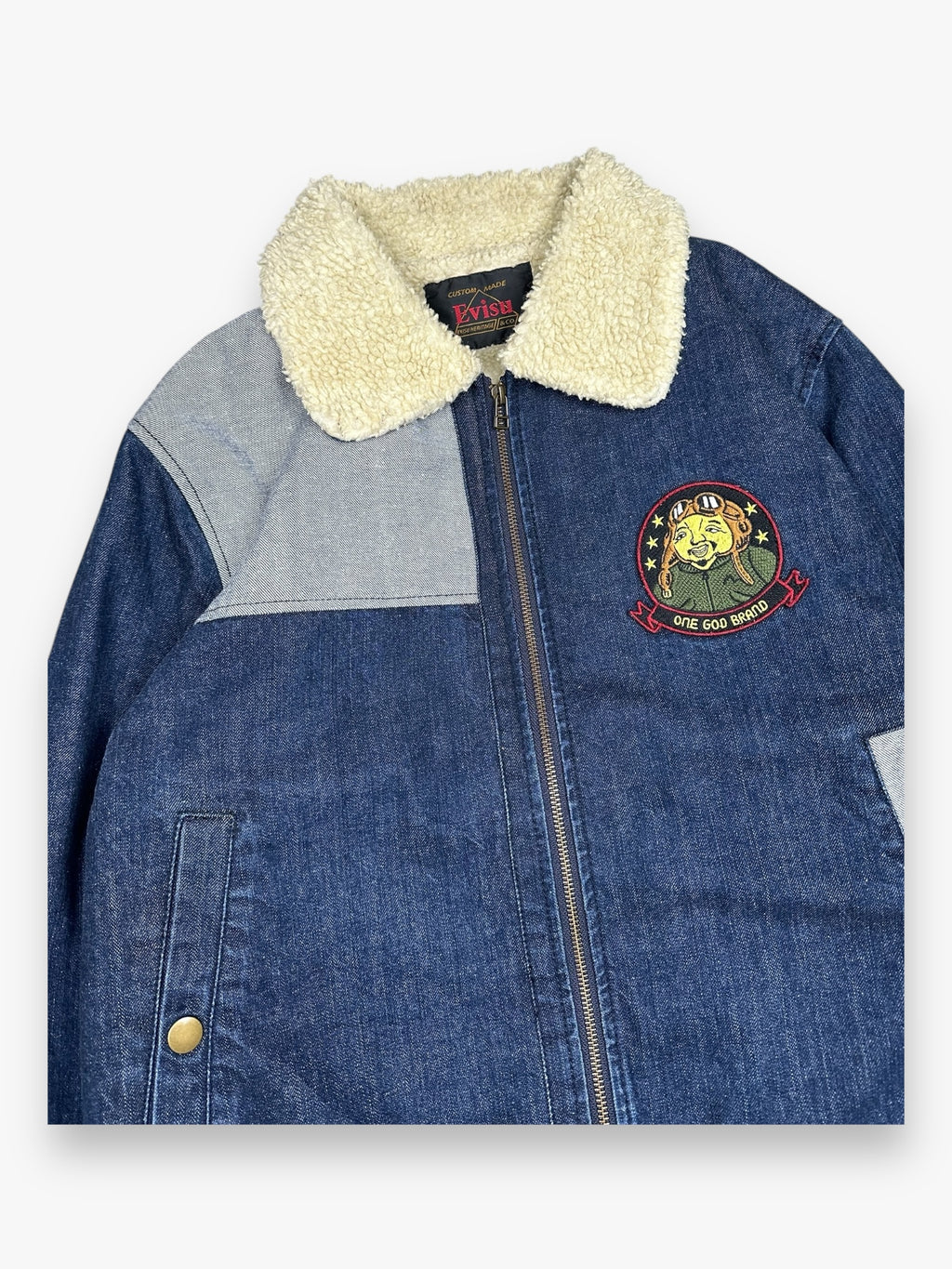 Evisu Bomber Aviator Denim Jacket