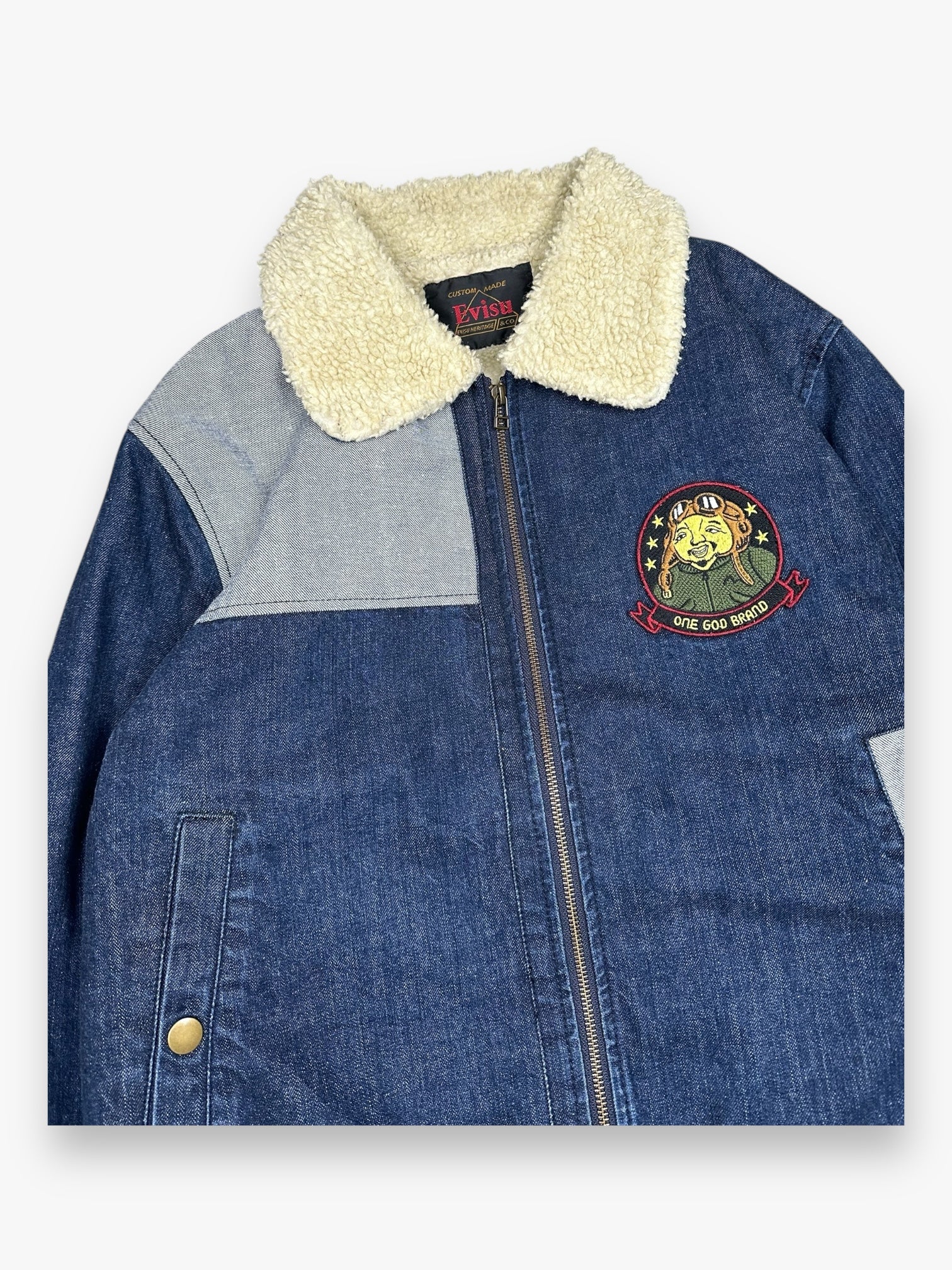 Evisu Bomber Aviator Denim Jacket