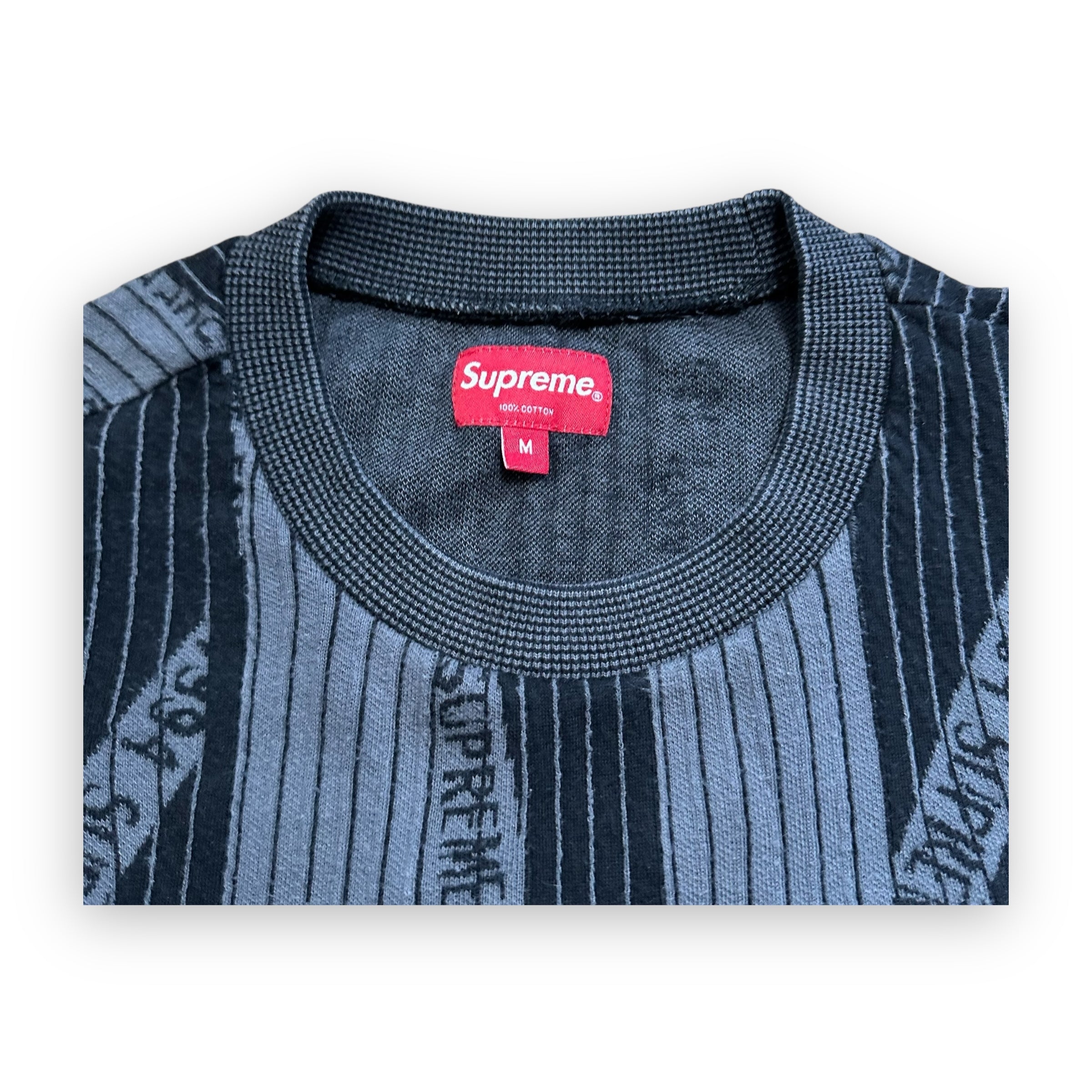 Sweatshirt Crewneck Supreme Textured Stripe Black FW20