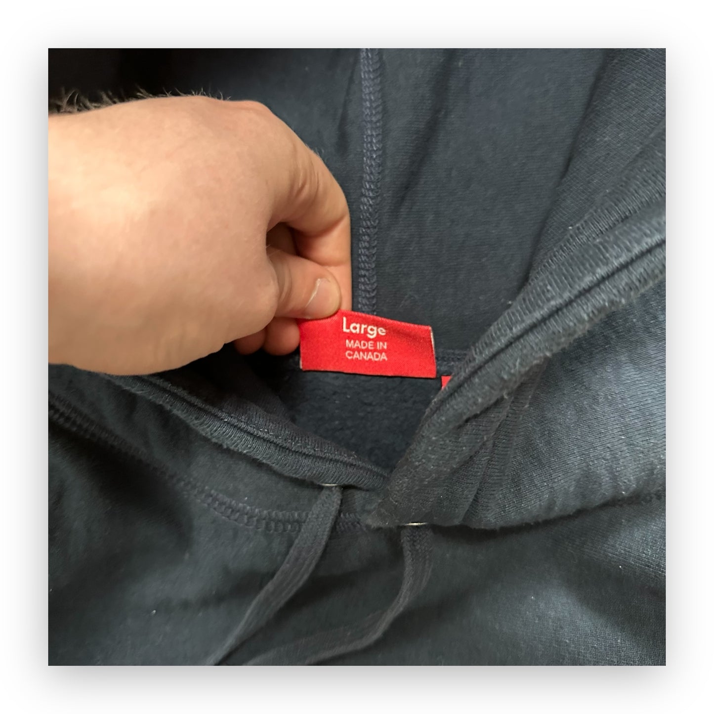 Sweatshirt Hoodie Supreme Perforated Leather Navy FW18 (L)