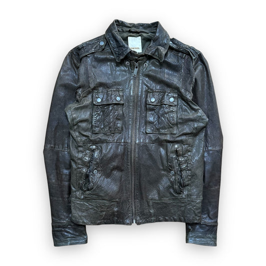 Jacket Diesel Leather Multi Pocket Brown vintage (L)