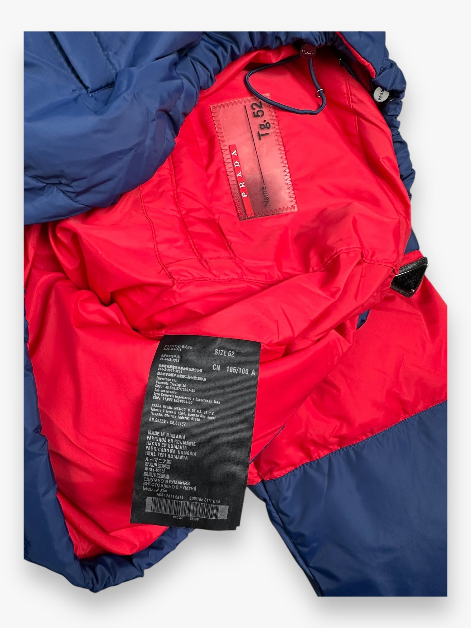 Prada Puffer Jacket Navy Red FW11