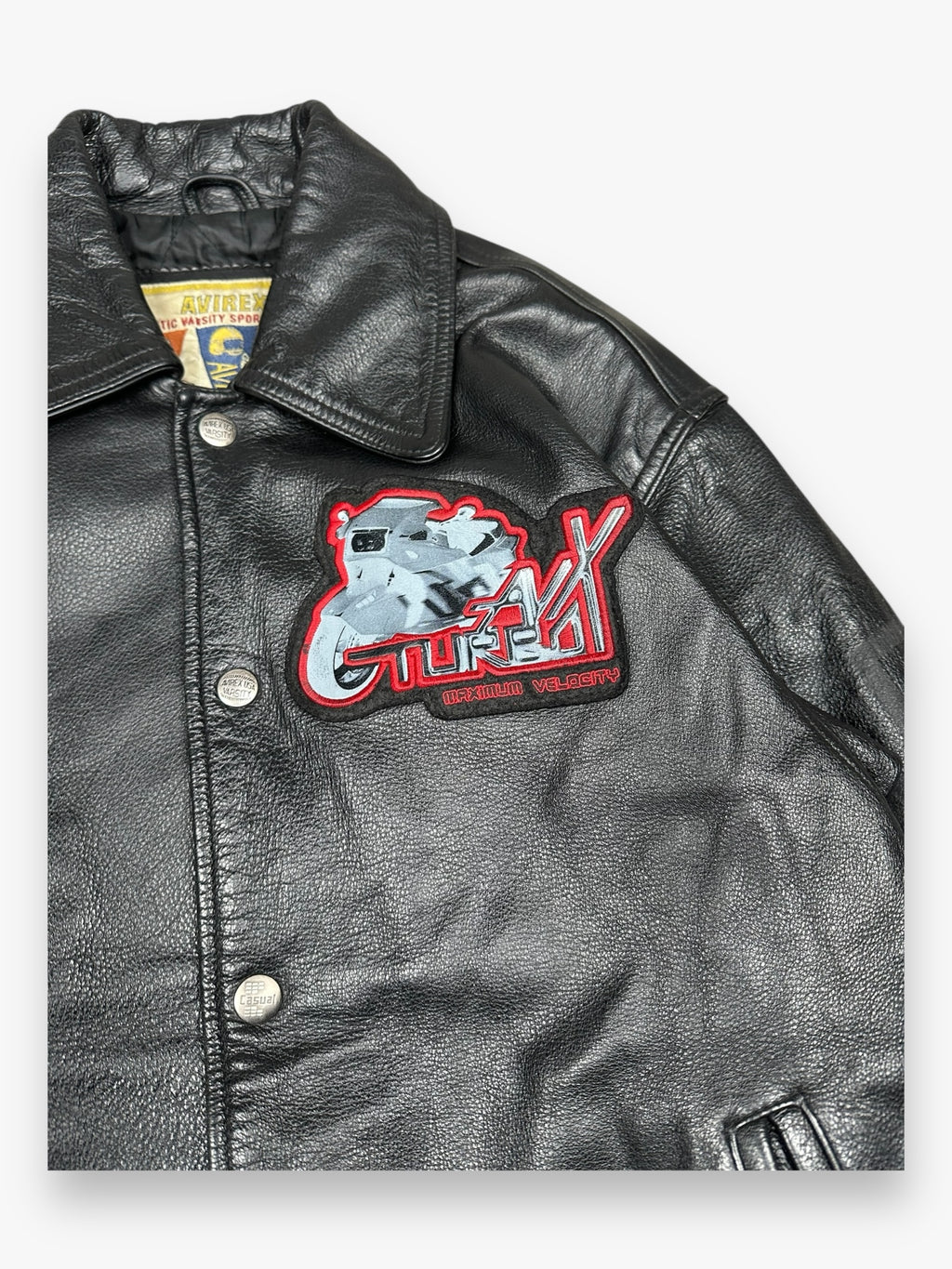 Leather Jacket Avirex « Maximum Velocity » Black Red 90s